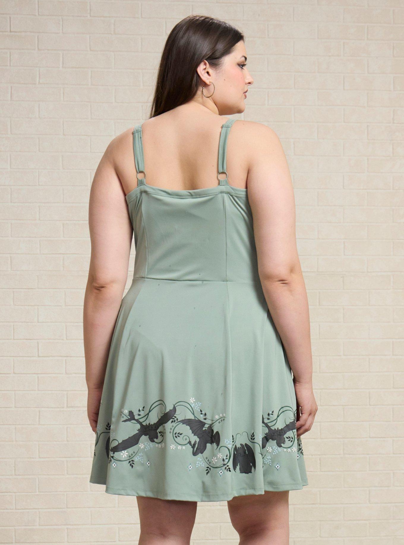 DreamWorks How To Train Your Dragon Toothless Floral Plus Size Active Dress - BoxLunch Exclusive, BLACK, alternate - view 3