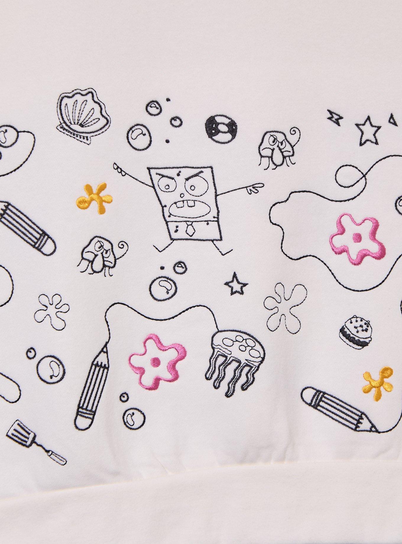 SpongeBob SquarePants DoodleBob Icons Embroidered Women's Crewneck - BoxLunch Exclusive, MULTI, alternate - view 4