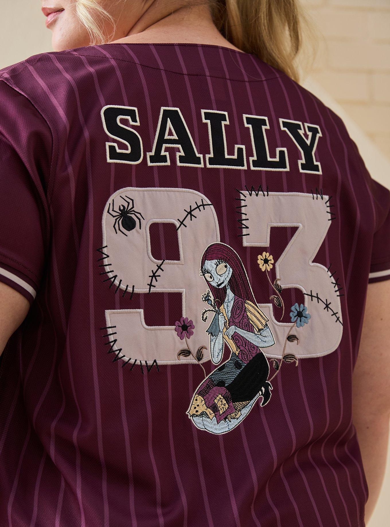 Disney The Nightmare Before Christmas Sally Women's Plus Size Cropped Baseball Jersey - BoxLunch Exclusive, BURGUNDY, alternate - view 6