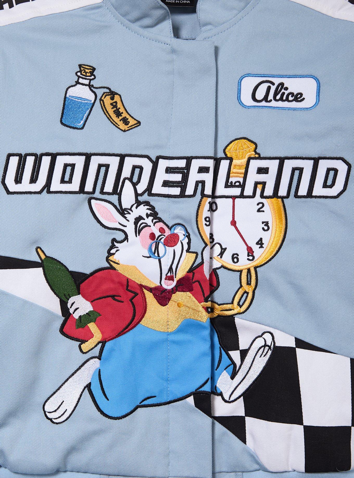 Disney Alice in Wonderland Icons Women's Cropped Moto Jacket - BoxLunch Exclusive, LIGHT BLUE, alternate