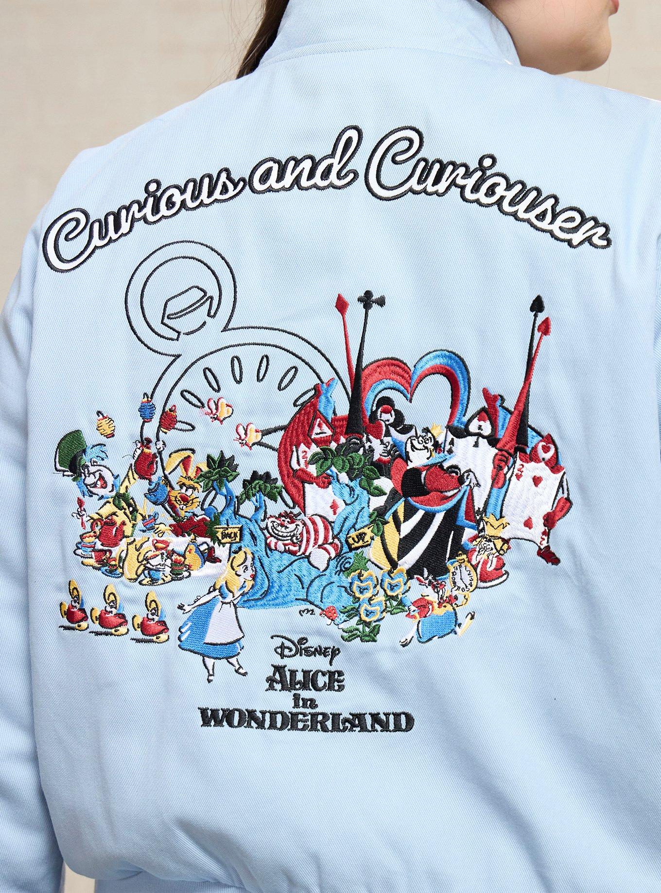 Disney Alice in Wonderland White Rabbit Cropped Women's Plus Size Moto Jacket - BoxLunch Exclusive, LIGHT BLUE, alternate