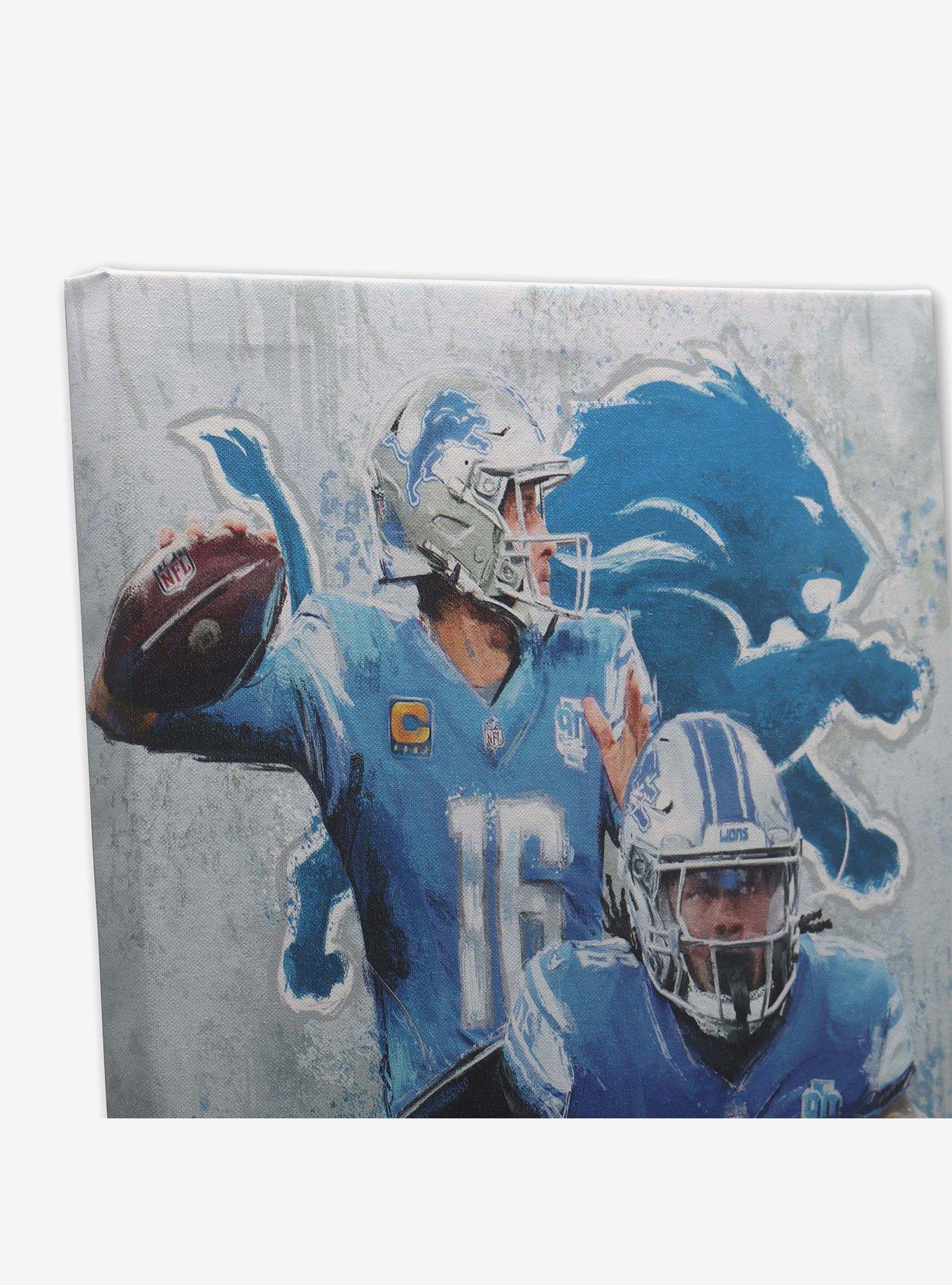 NFL Detroit Lions Jared Goff & Jahmyr Gibbs Painterly Graffiti Canvas Wall Decor