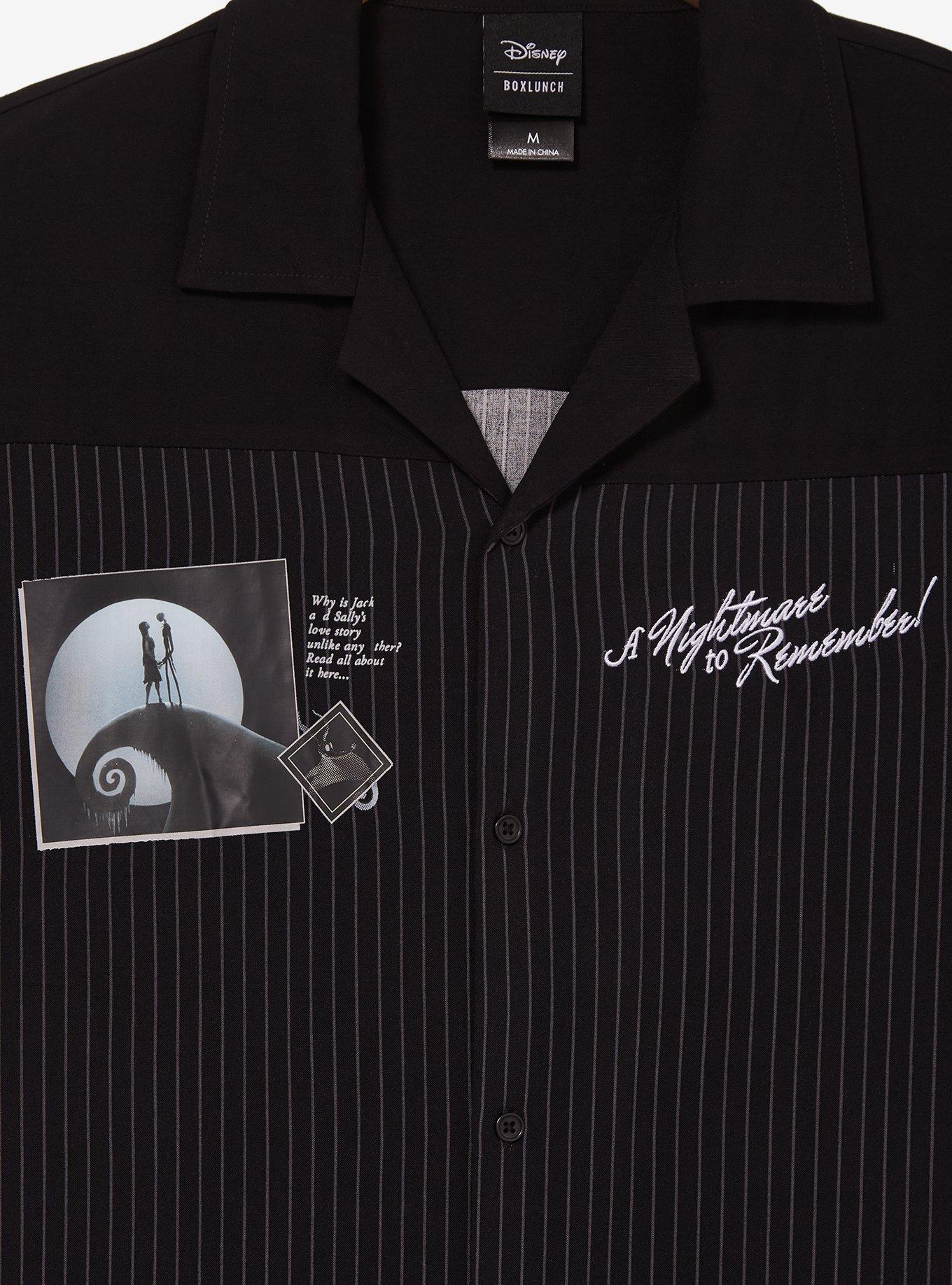 Disney The Nightmare Before Christmas Striped Woven Button-Up - BoxLunch Exclusive, BLACK, alternate