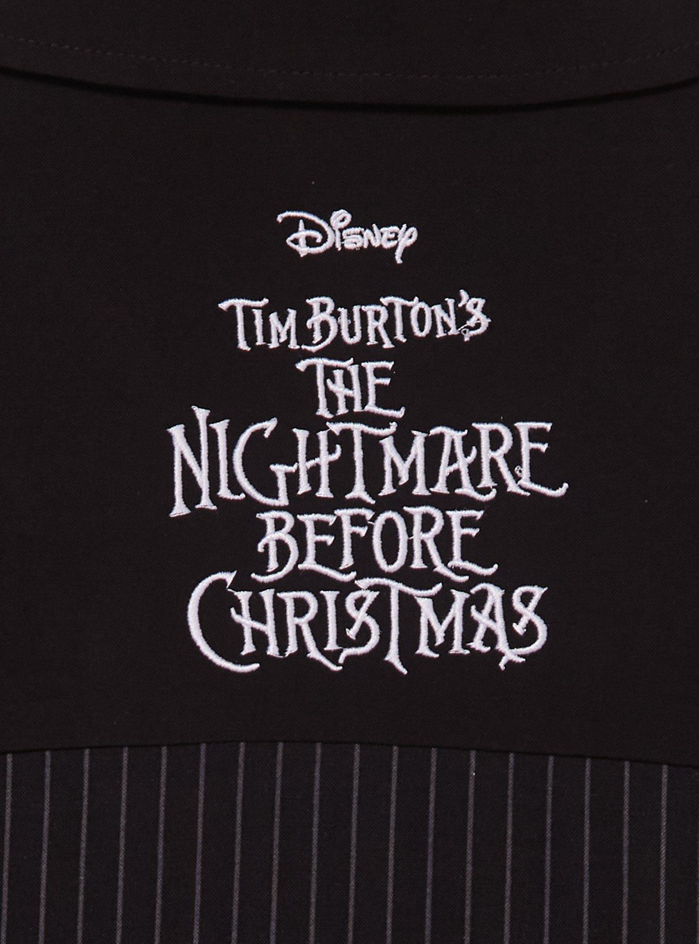 Disney The Nightmare Before Christmas Striped Woven Button-Up - BoxLunch Exclusive, BLACK, alternate