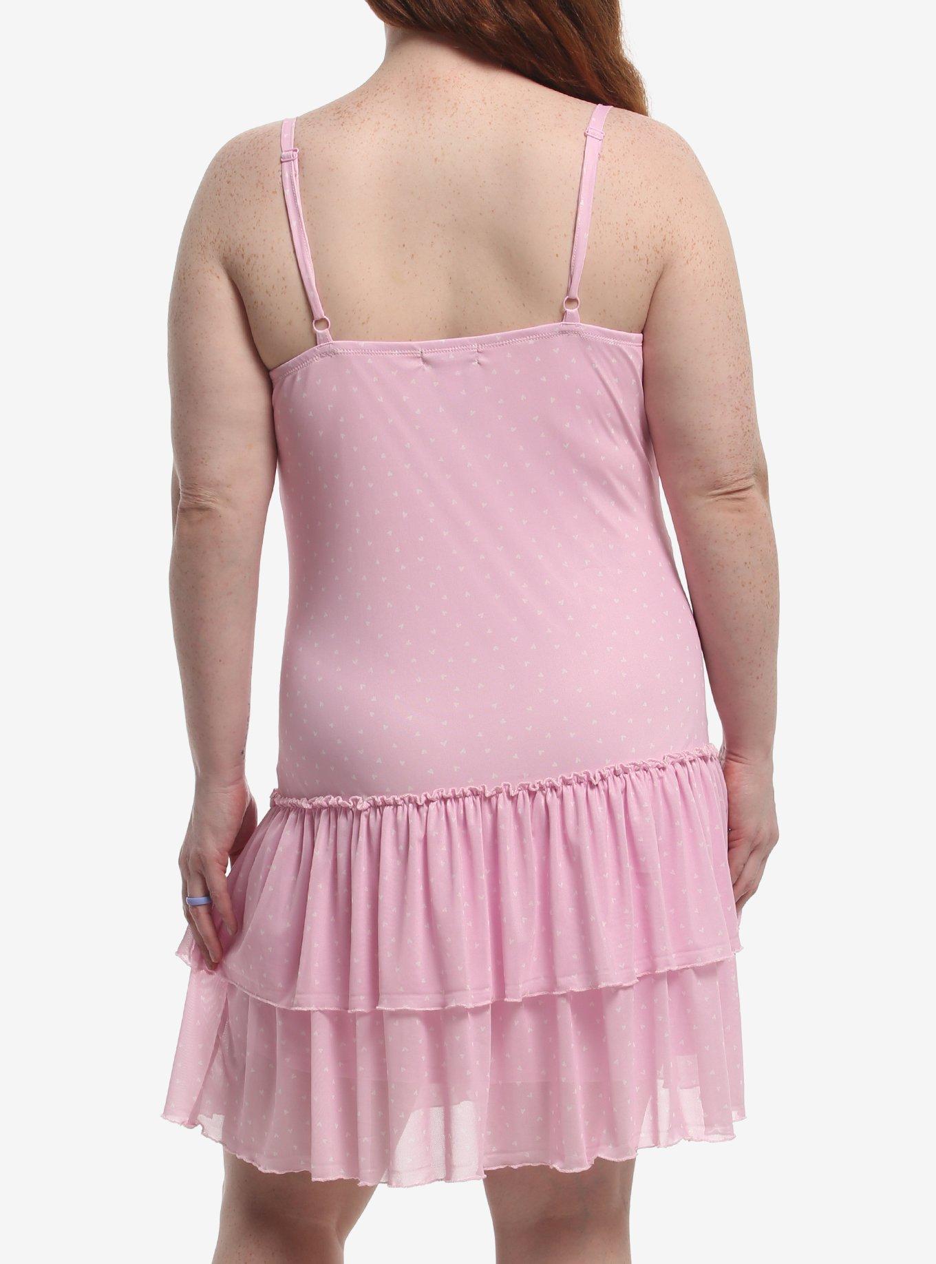 Sweet Society Pink Heart Mesh Cami Dress Plus Size, MULTI, alternate - view 3