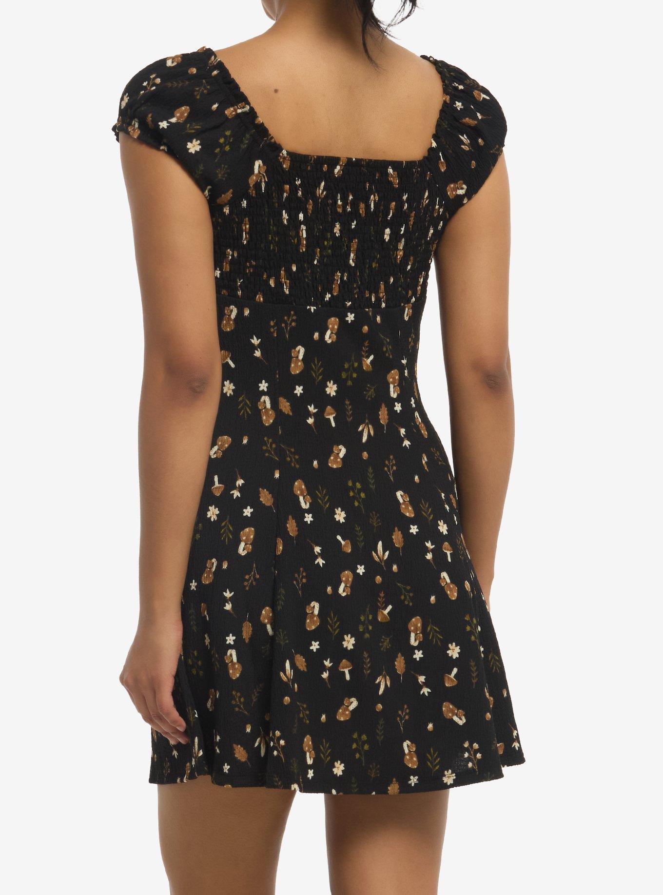 Thorn & Fable Black & Brown Mushroom Mini Dress, , hi-res