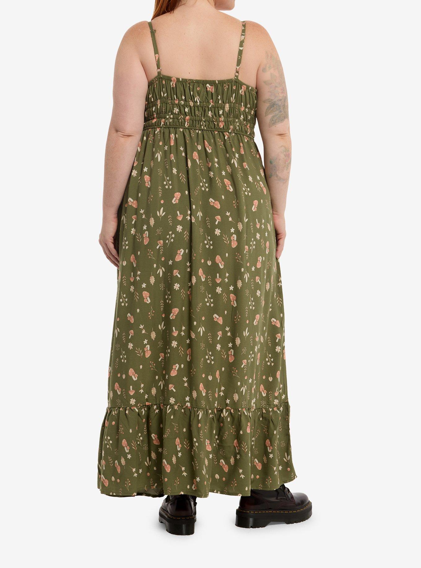 Thorn & Fable Mushroom Foliage Maxi Dress Plus Size, , hi-res