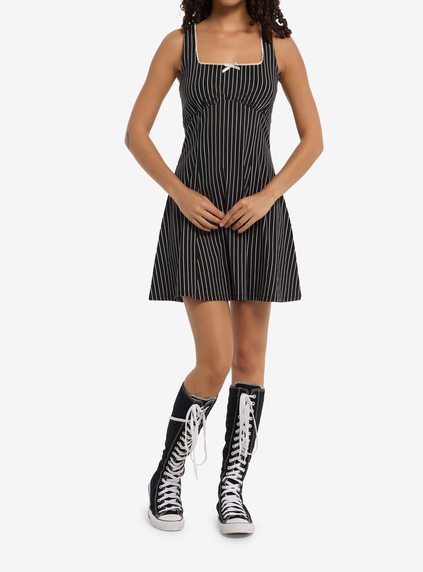 Social Collision Black & White Pinstripe Tank Dress, , hi-res