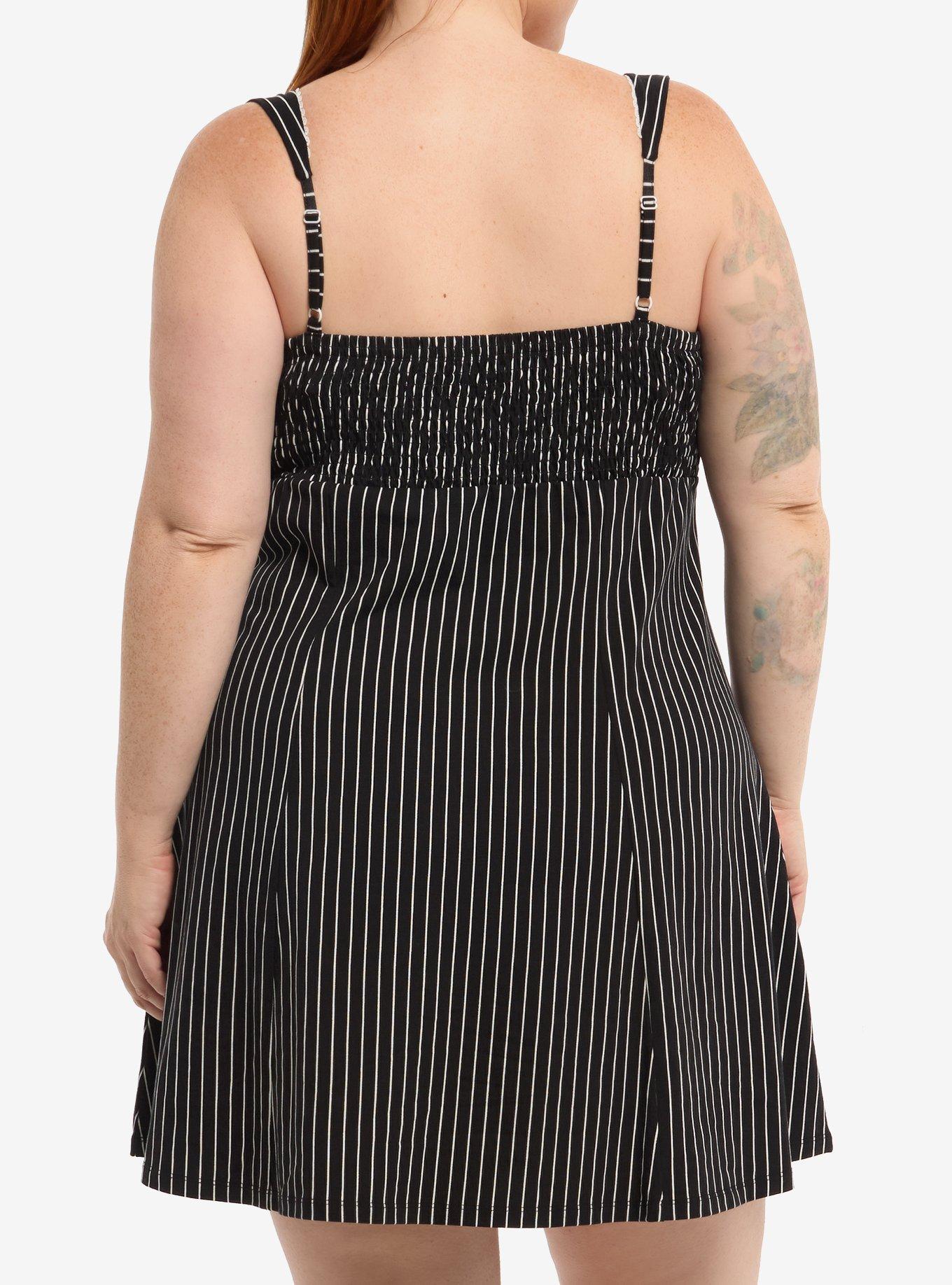 Social Collision Black & White Pinstripe Tank Dress Plus Size, MULTI, alternate