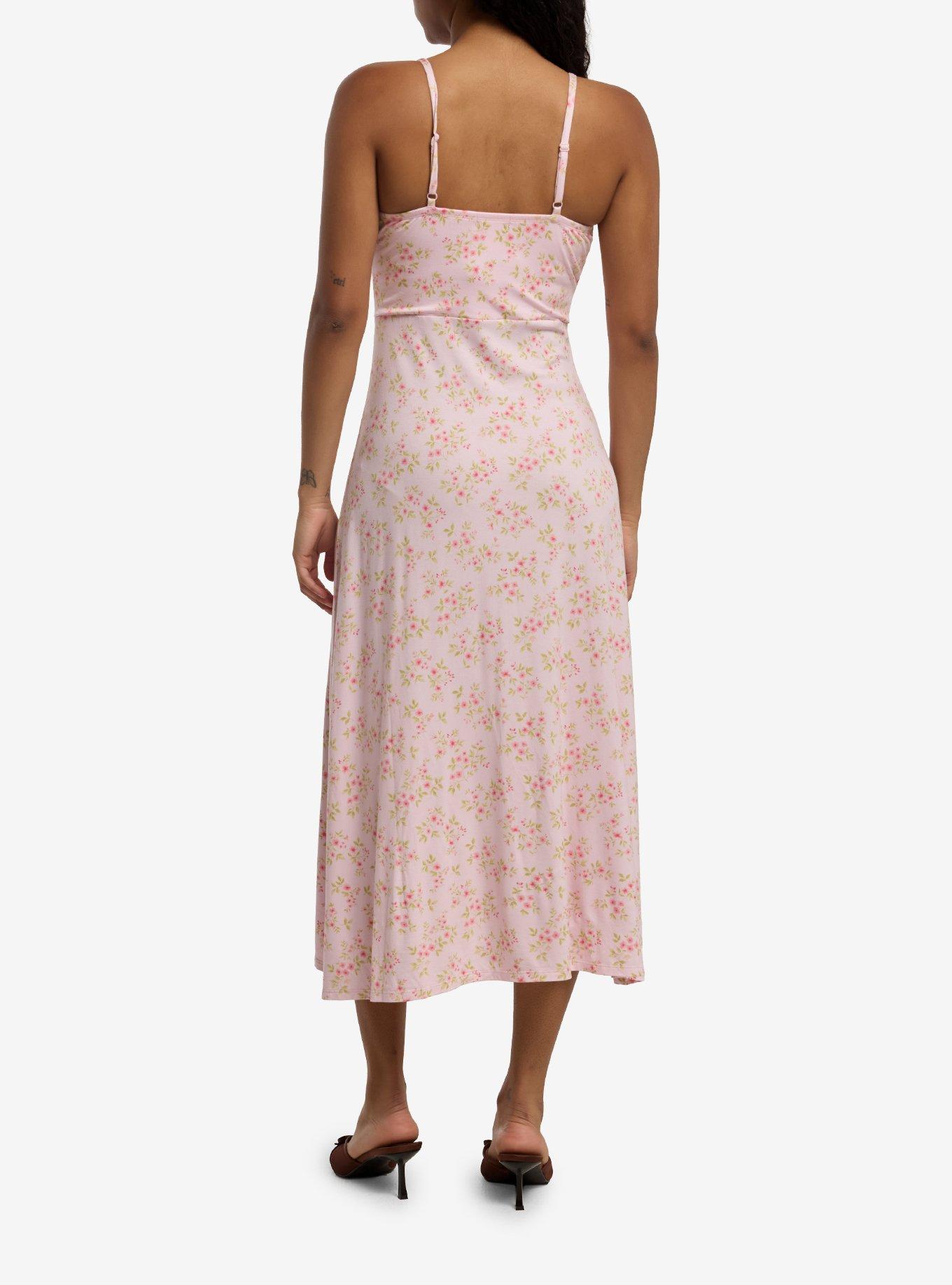 Sweet Society Pink Floral Empire Midi Dress, , hi-res