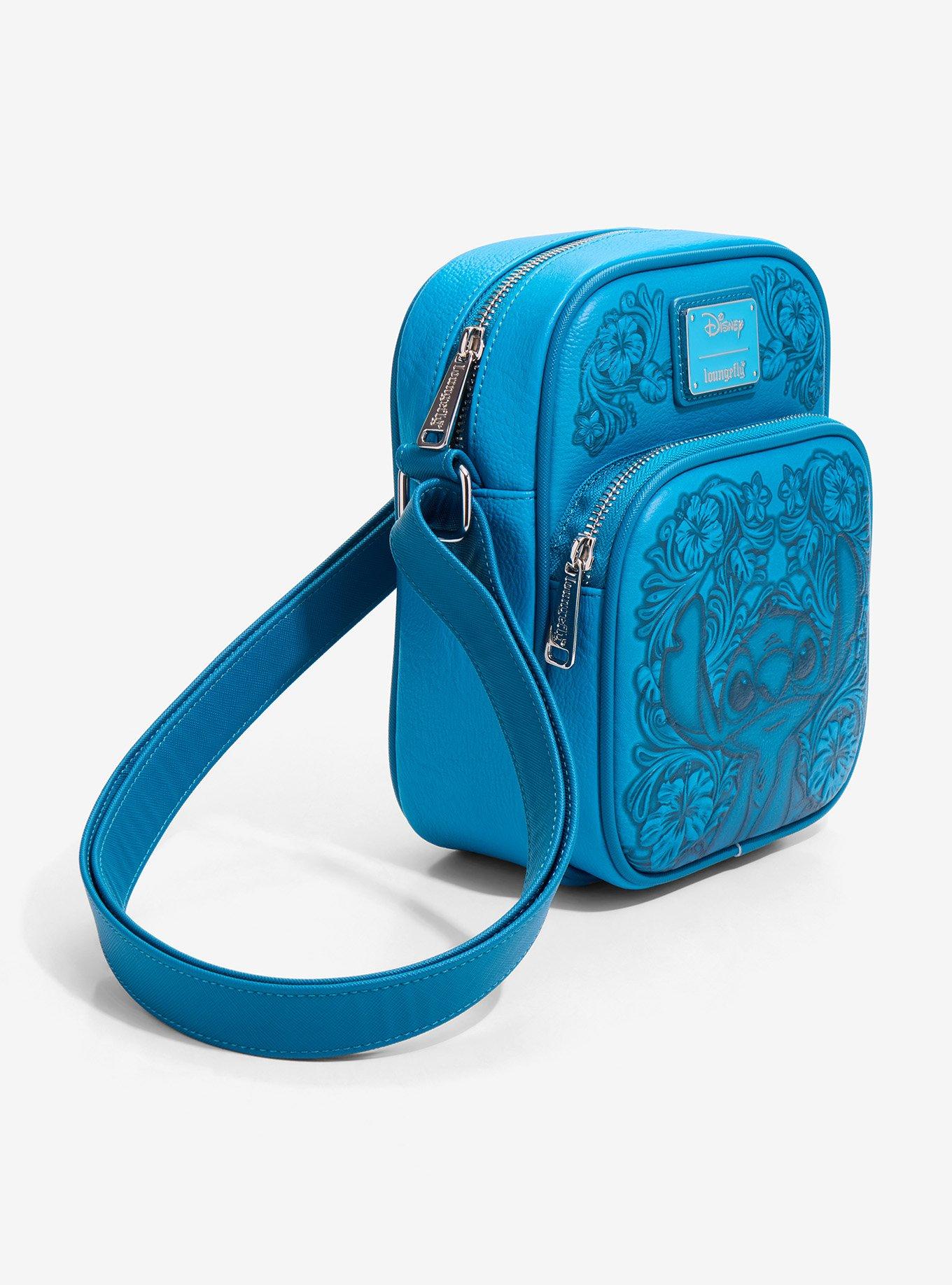 Loungefly Disney Lilo & Stitch Blue Floral Embossed Crossbody Bag - BoxLunch Exclusive, , hi-res