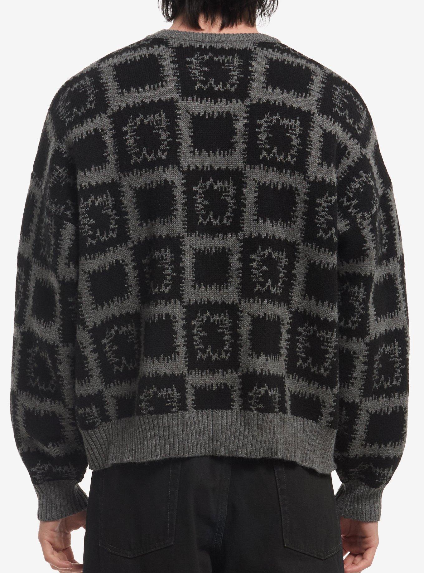 Black & Grey Patchwork Sweater, , hi-res