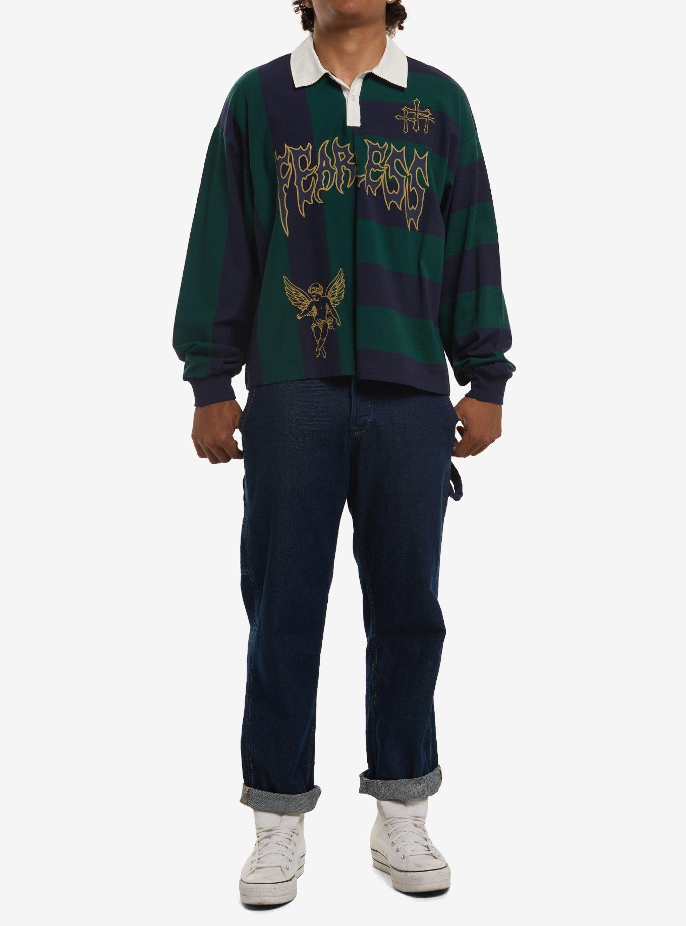 Fearless Split Stripe Long-Sleeve Polo Shirt, , hi-res