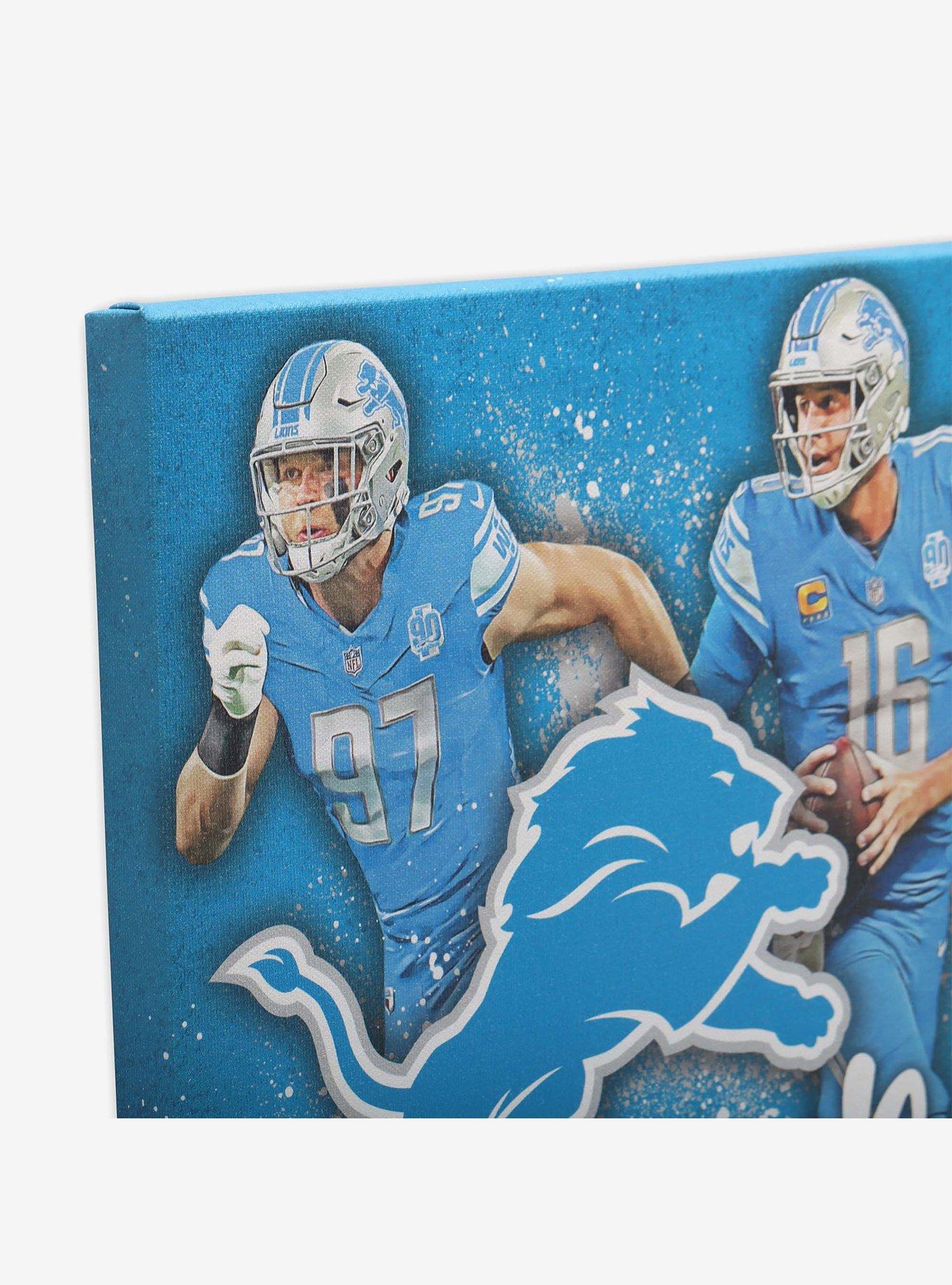 NFL Detroit Lions Aidan Hutchinson & Jared Goff Painterly Splash Canvas Wall Decor, , hi-res