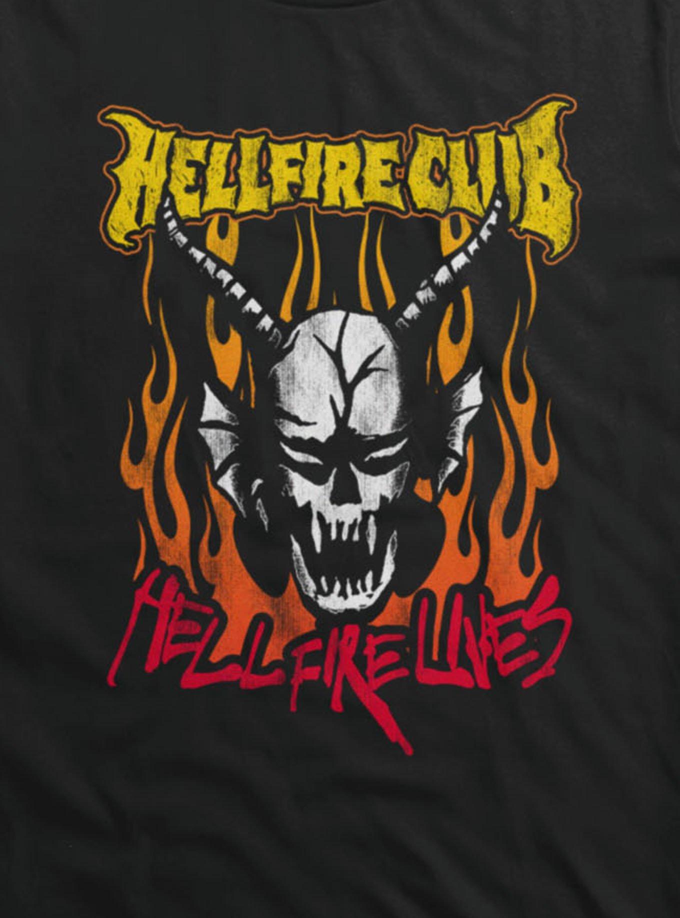 Stranger Things Hellfire Club Lives Flames T-Shirt, BLACK, alternate