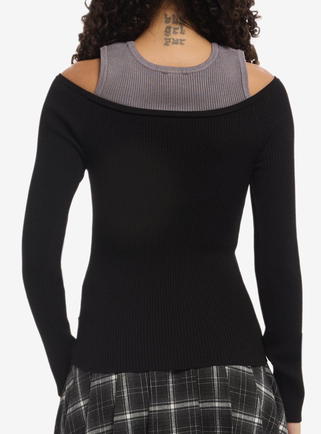 Social Collision Winged Cross Girls Cold-Shoulder Top, MULTI, alternate