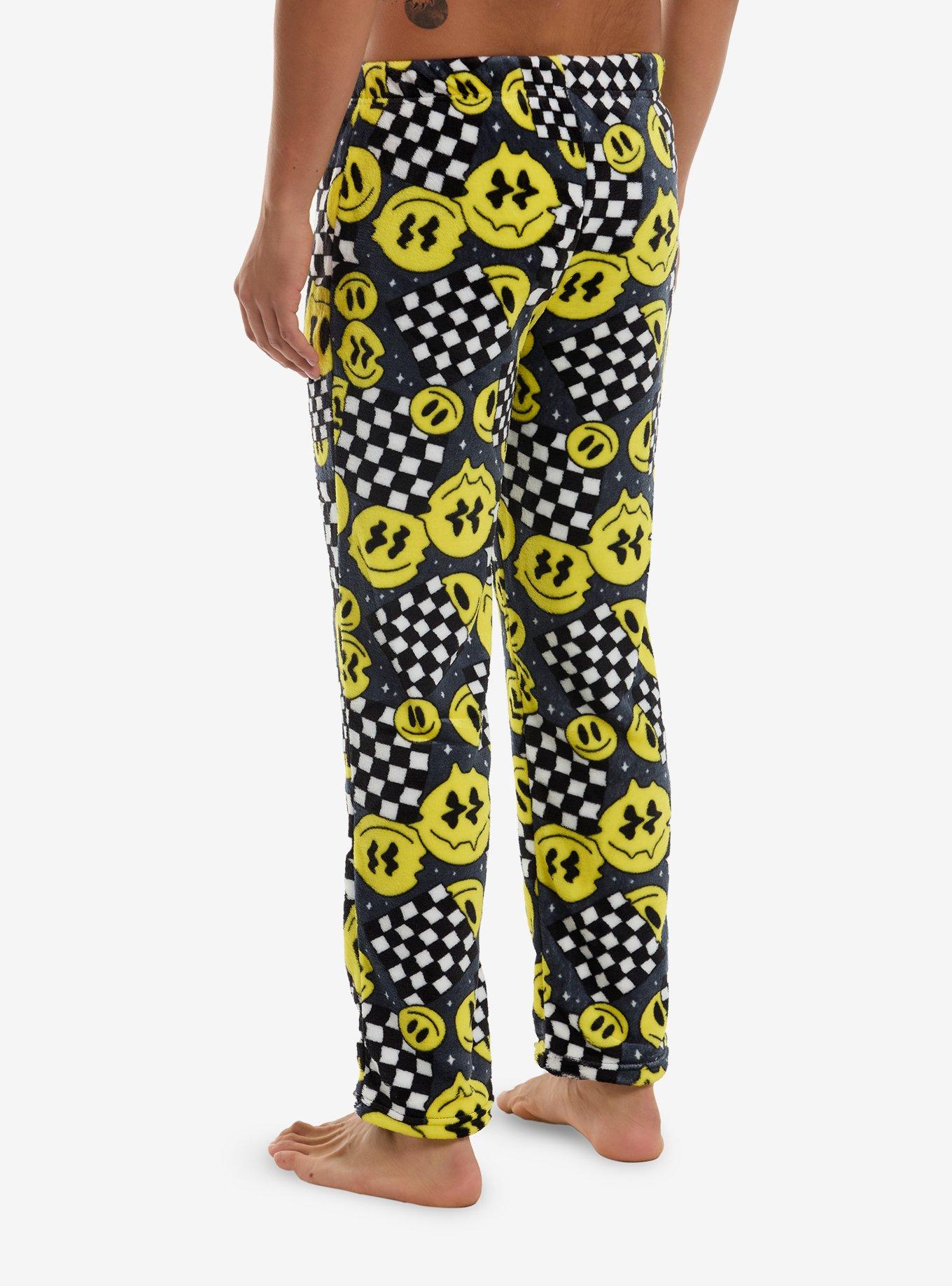 Warped Smile Face Plush Pajama Pants, , hi-res