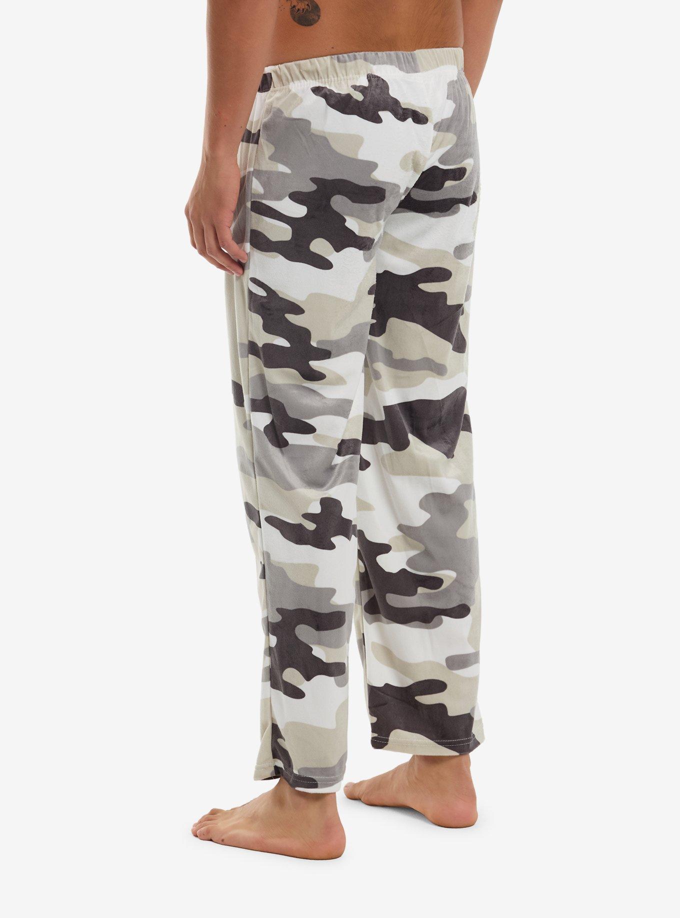 Grey Camouflage Plush Pajama Pants, , hi-res