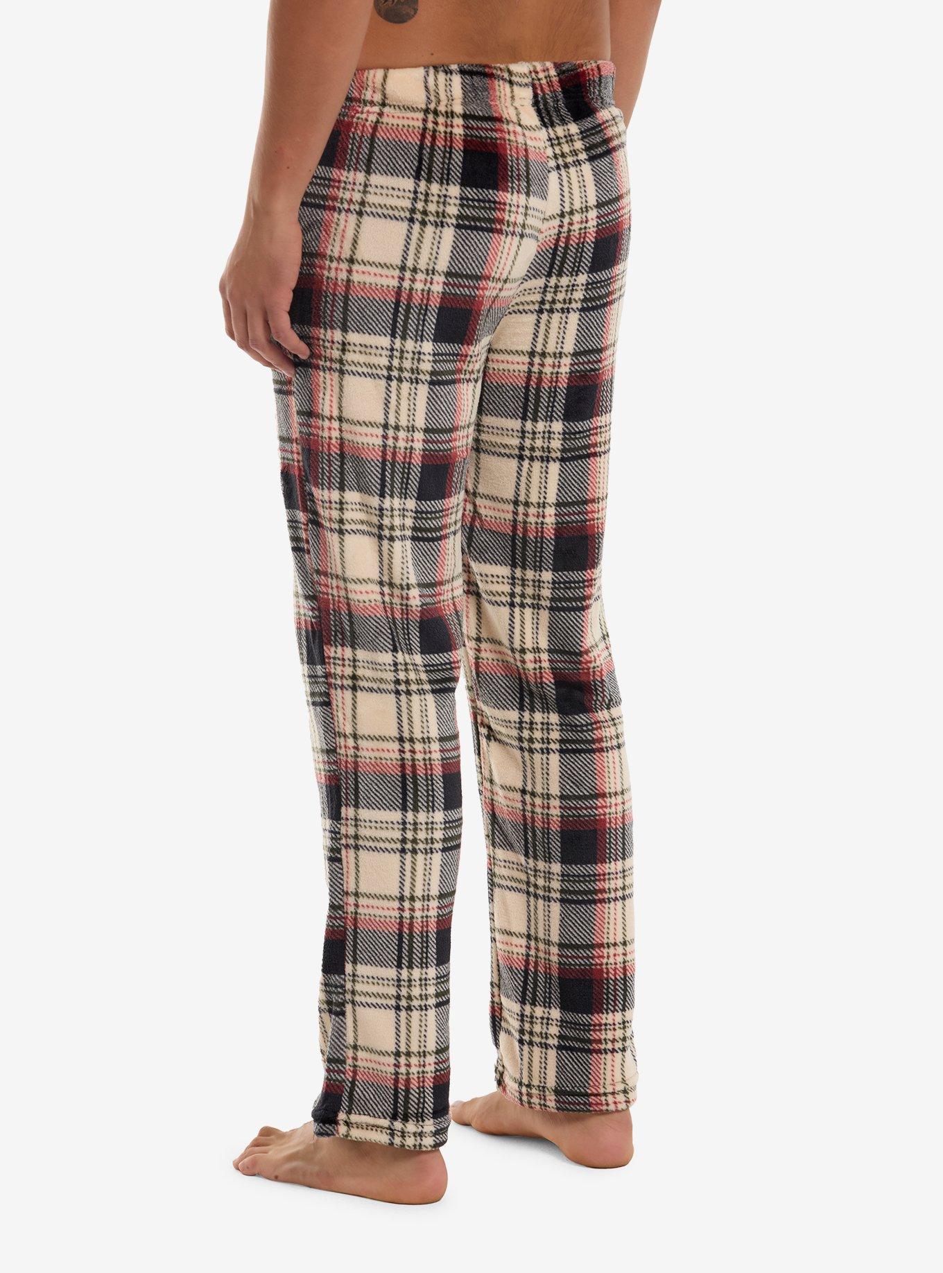 Brown & Black Plaid Plush Pajama Pants, , hi-res