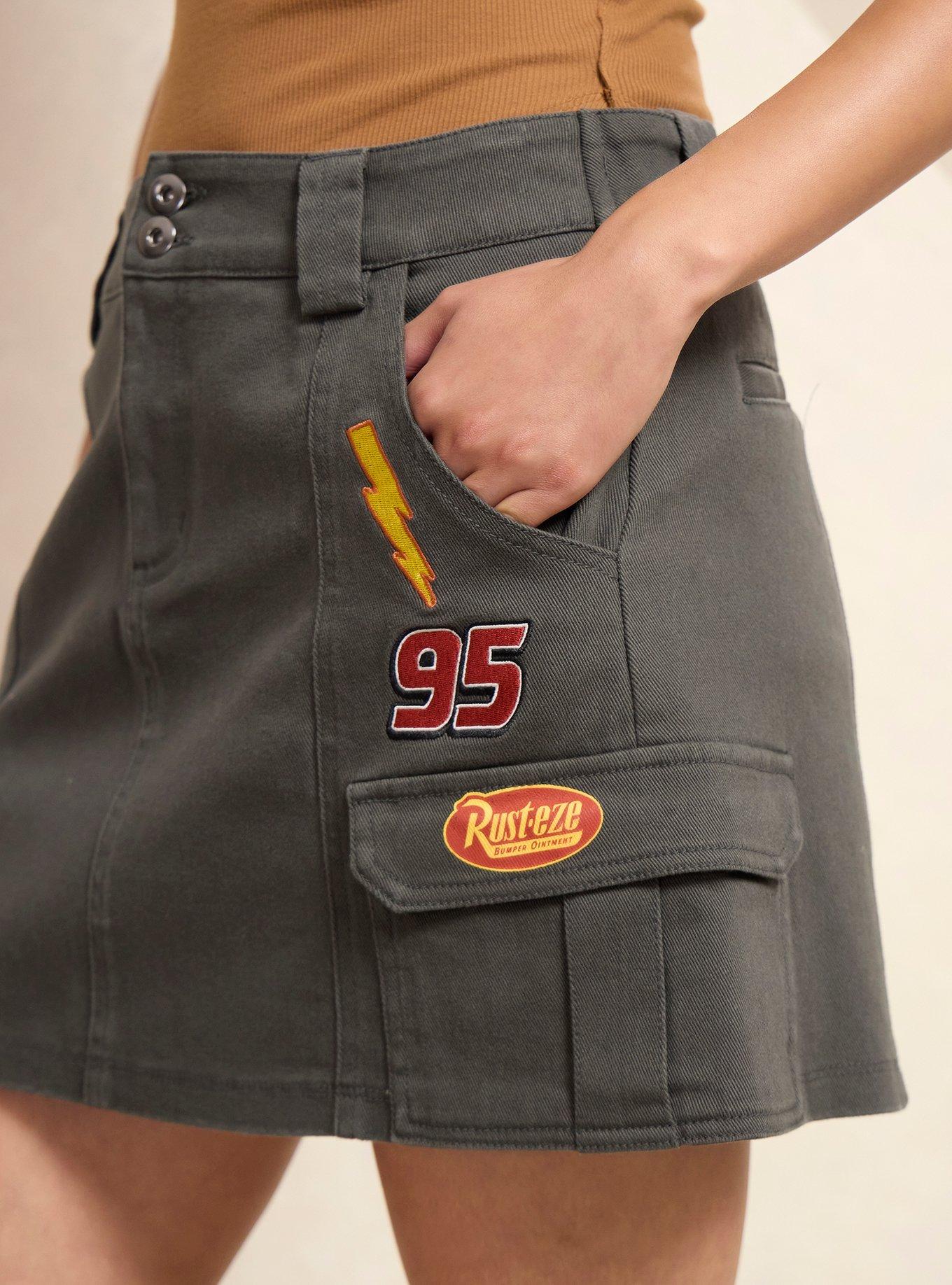 Disney Pixar Cars Lightning McQueen Patches Cargo Skirt - BoxLunch Exclusive, BLACK, alternate - view 5