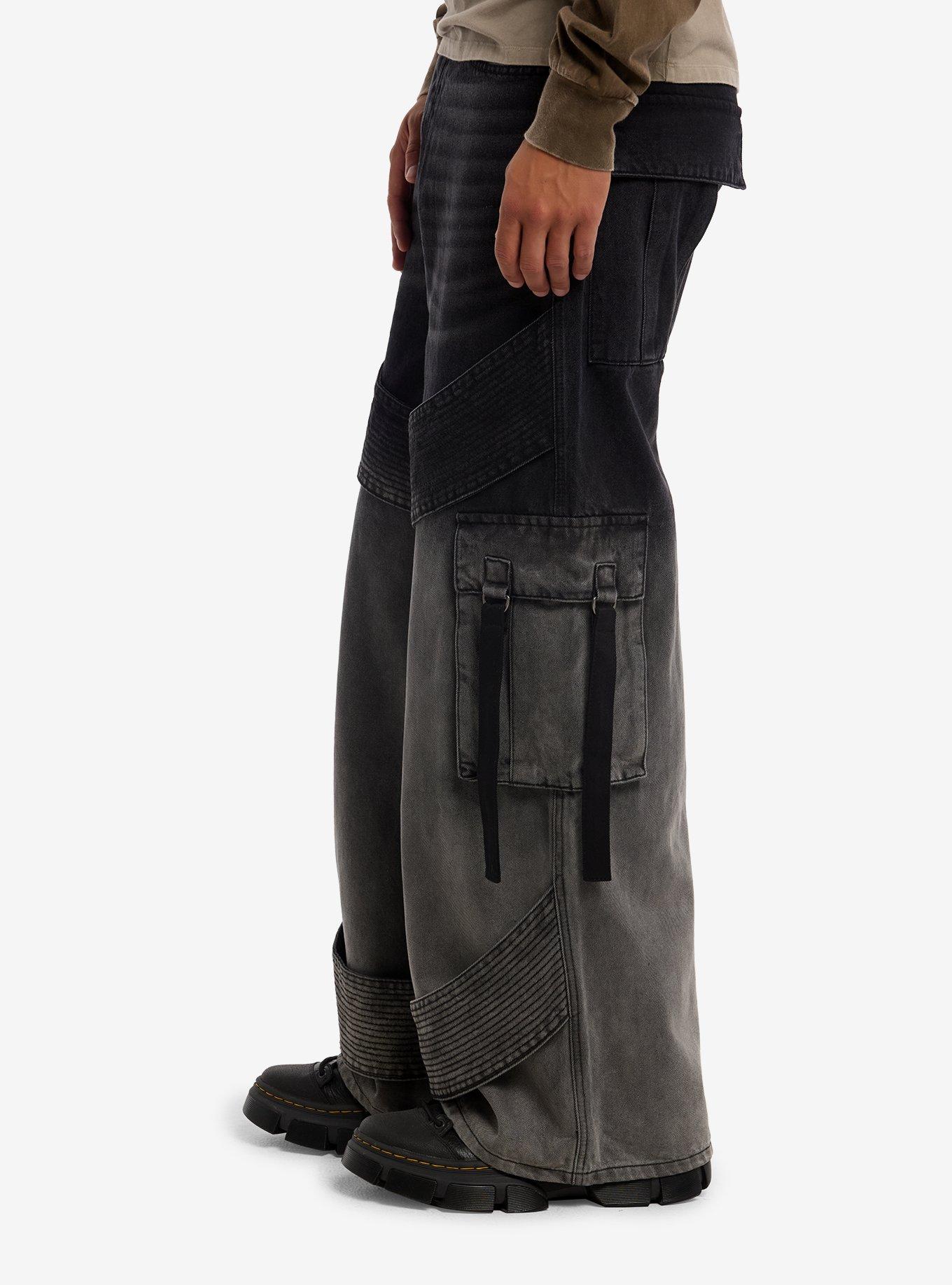 Black Ombr&eacute; Cargo Jeans, GREY, alternate