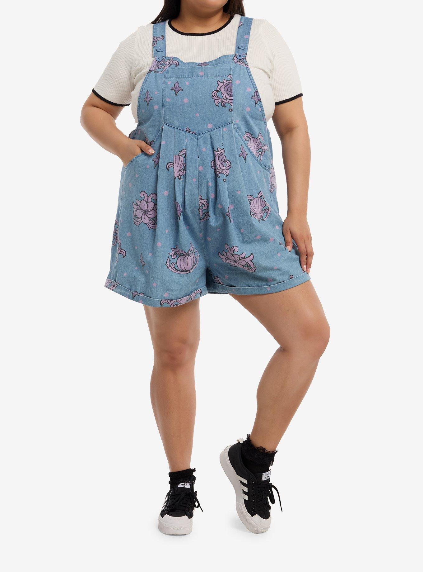 Her Universe Disney Princess Icons Allover Print Plus Size Short Overalls Her Universe Exclusive, , hi-res