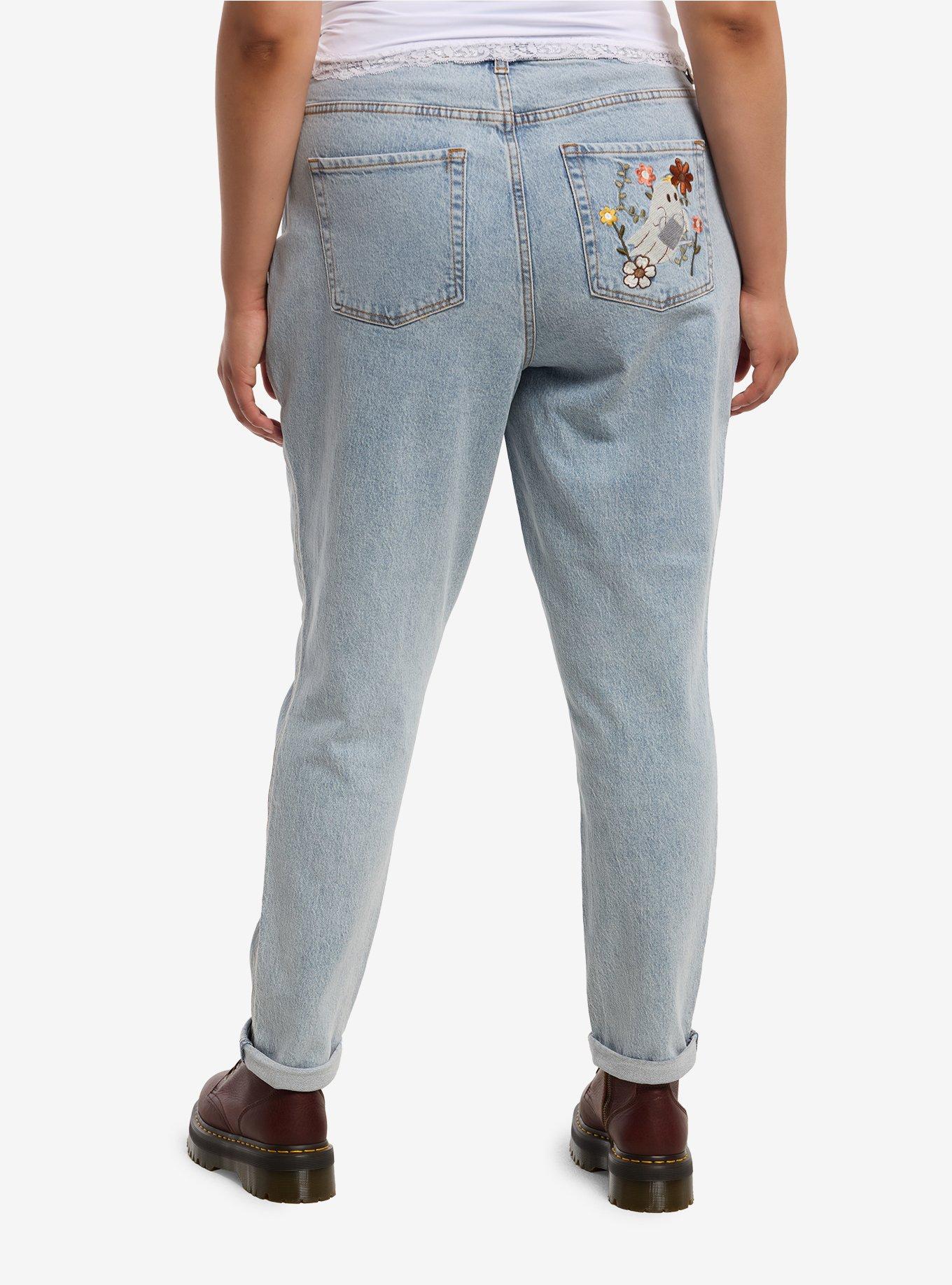 Thorn & Fable Ghost Garden Mom Jeans Plus Size, , hi-res