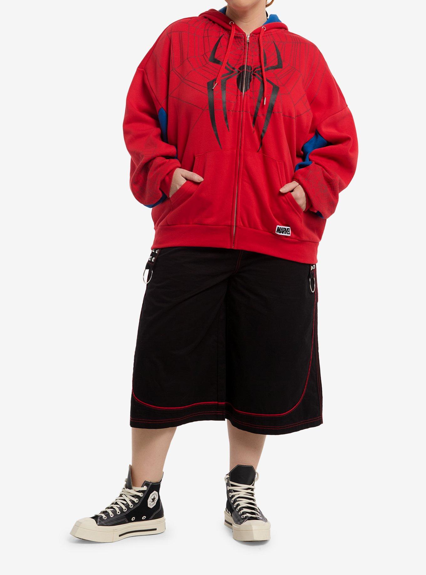 Her Universe Marvel Spider-Man: Brand New Day Spider-Man Girls Oversized Hoodie Plus Size, BLUE, alternate - view 3