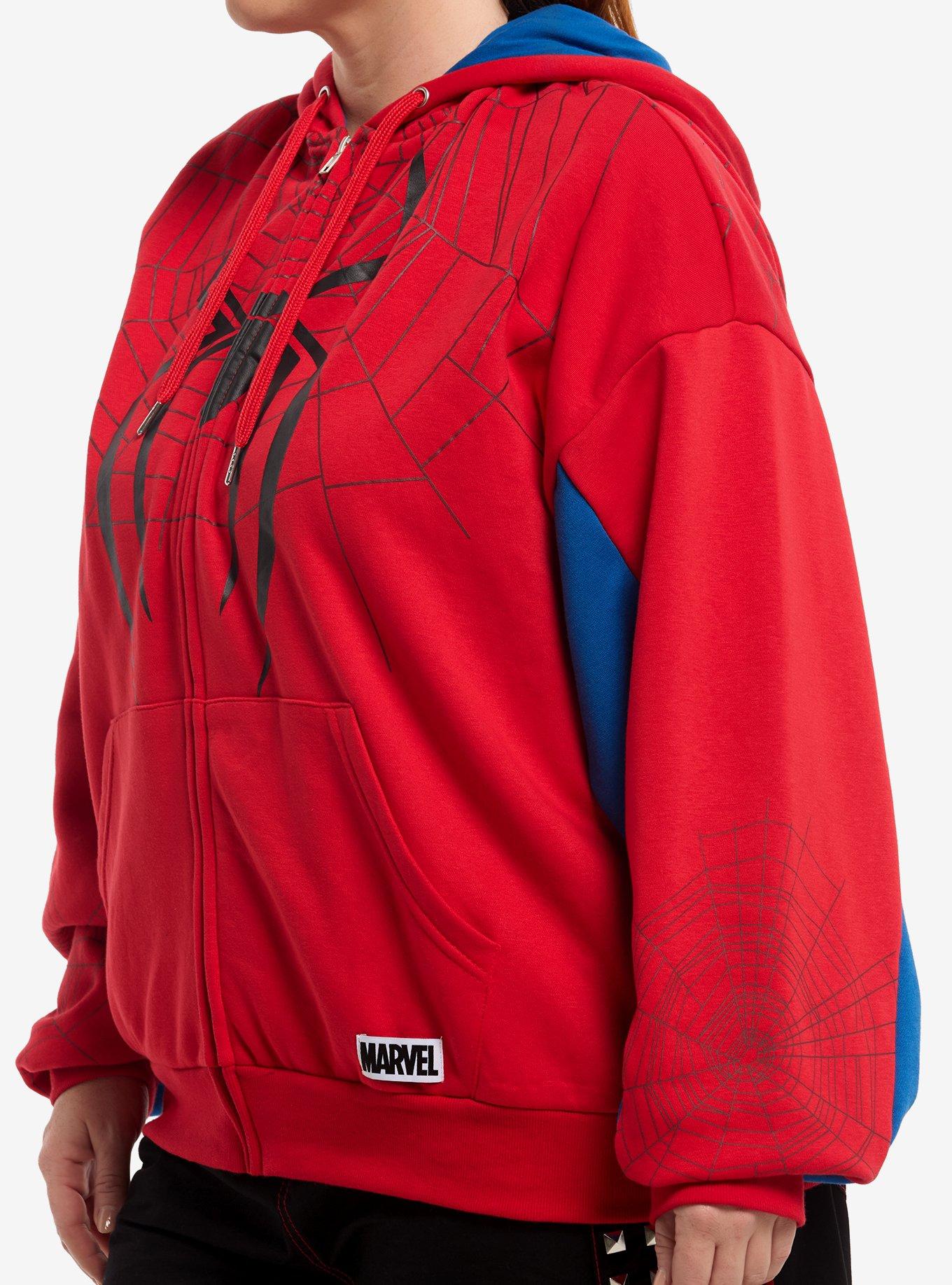 Her Universe Marvel Spider-Man: Brand New Day Spider-Man Girls Oversized Hoodie Plus Size, BLUE, alternate - view 4