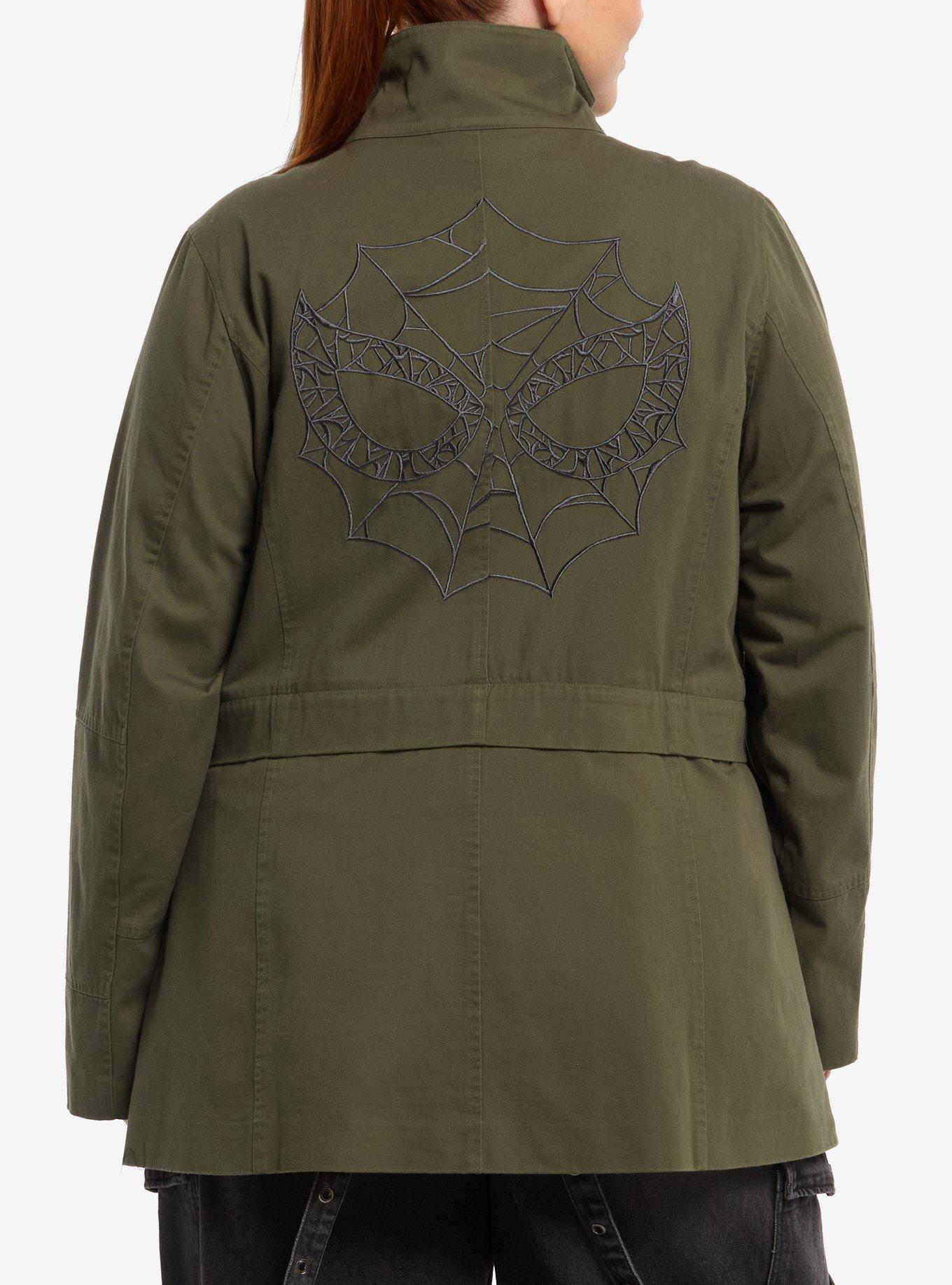 Her Universe Marvel Spider-Man: Brand New Day Zip-Off Girls Utility Jacket Plus Size, OLIVE, alternate - view 3