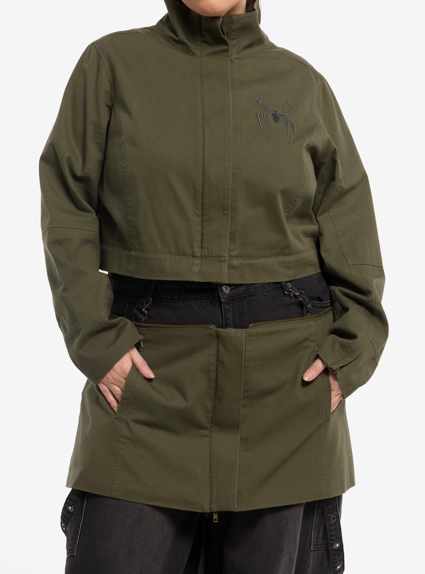 Her Universe Marvel Spider-Man: Brand New Day Zip-Off Girls Utility Jacket Plus Size, OLIVE, alternate - view 5
