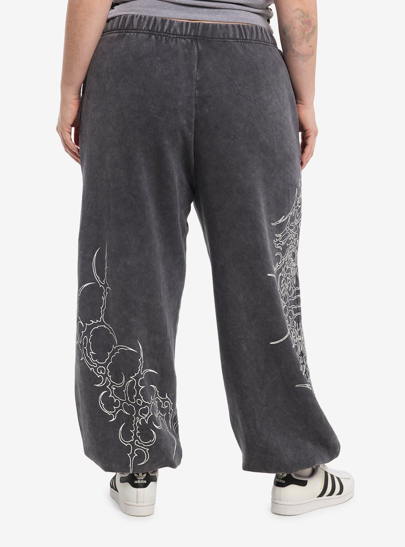 Social Collision Cyber Sigil Dark Wash Jogger Sweatpants Plus Size, , hi-res