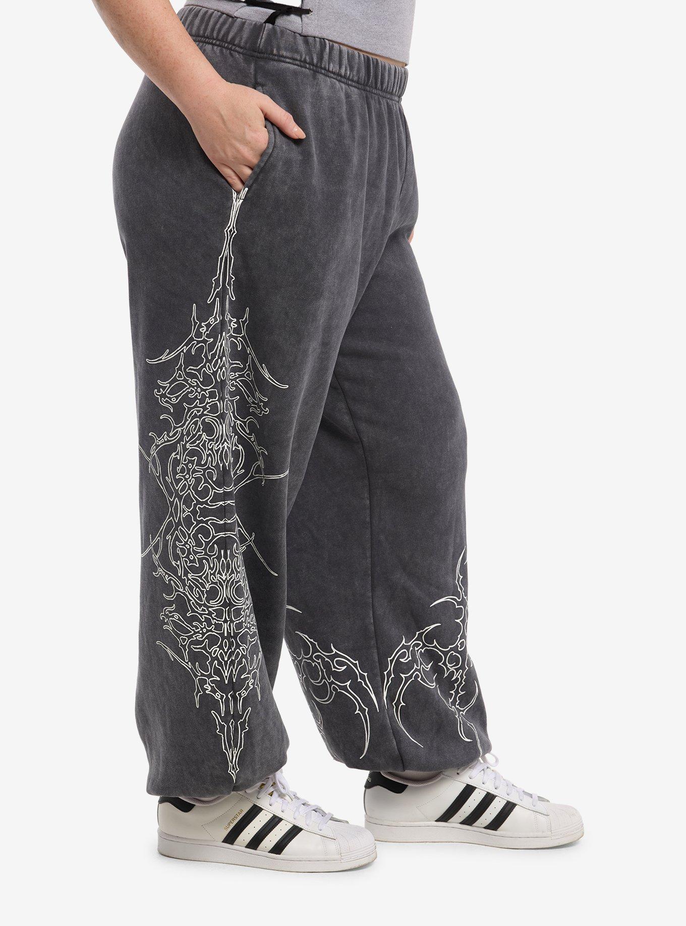 Social Collision Cyber Sigil Dark Wash Jogger Sweatpants Plus Size, MULTI, alternate