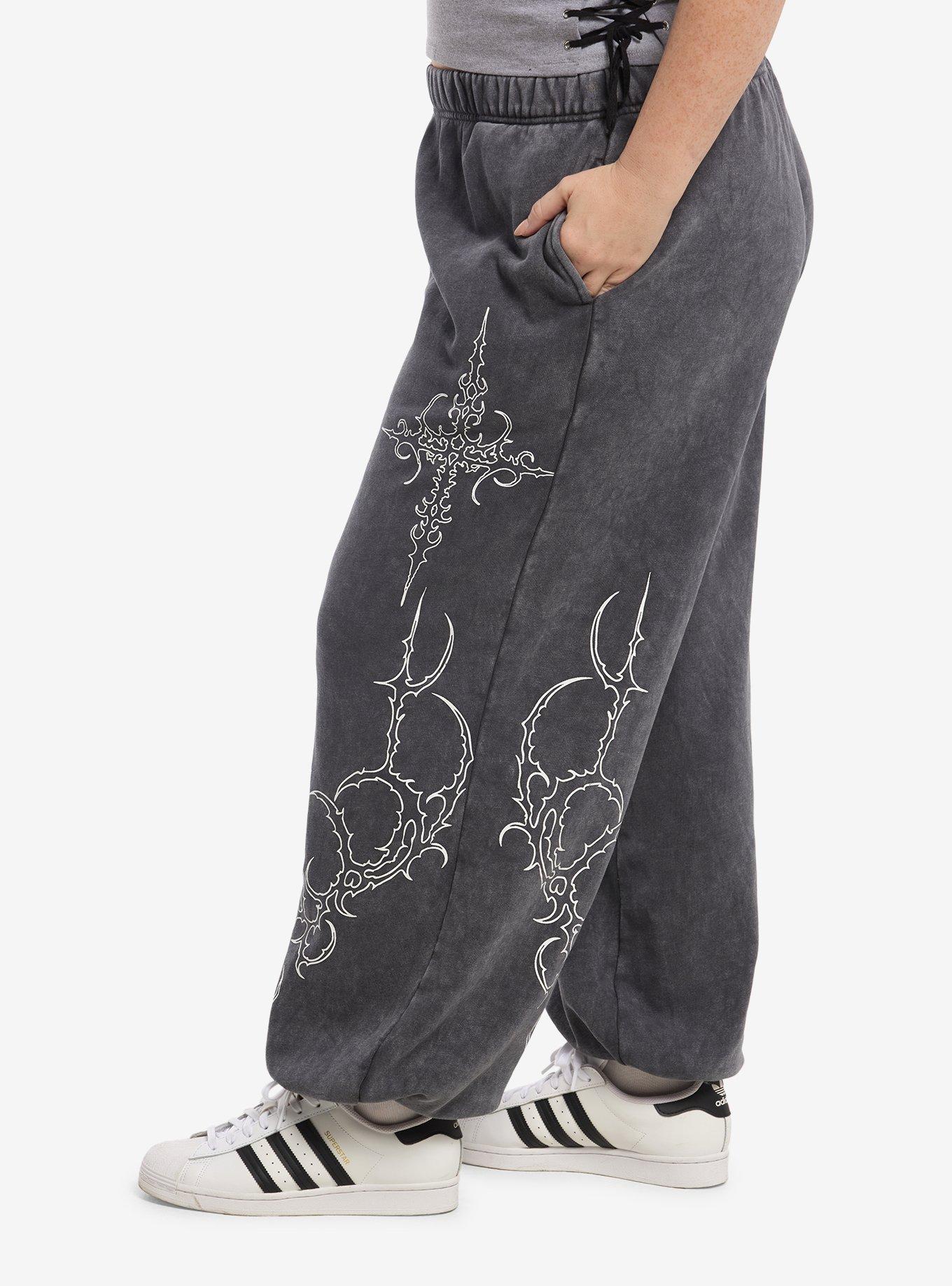 Social Collision Cyber Sigil Dark Wash Jogger Sweatpants Plus Size, MULTI, alternate