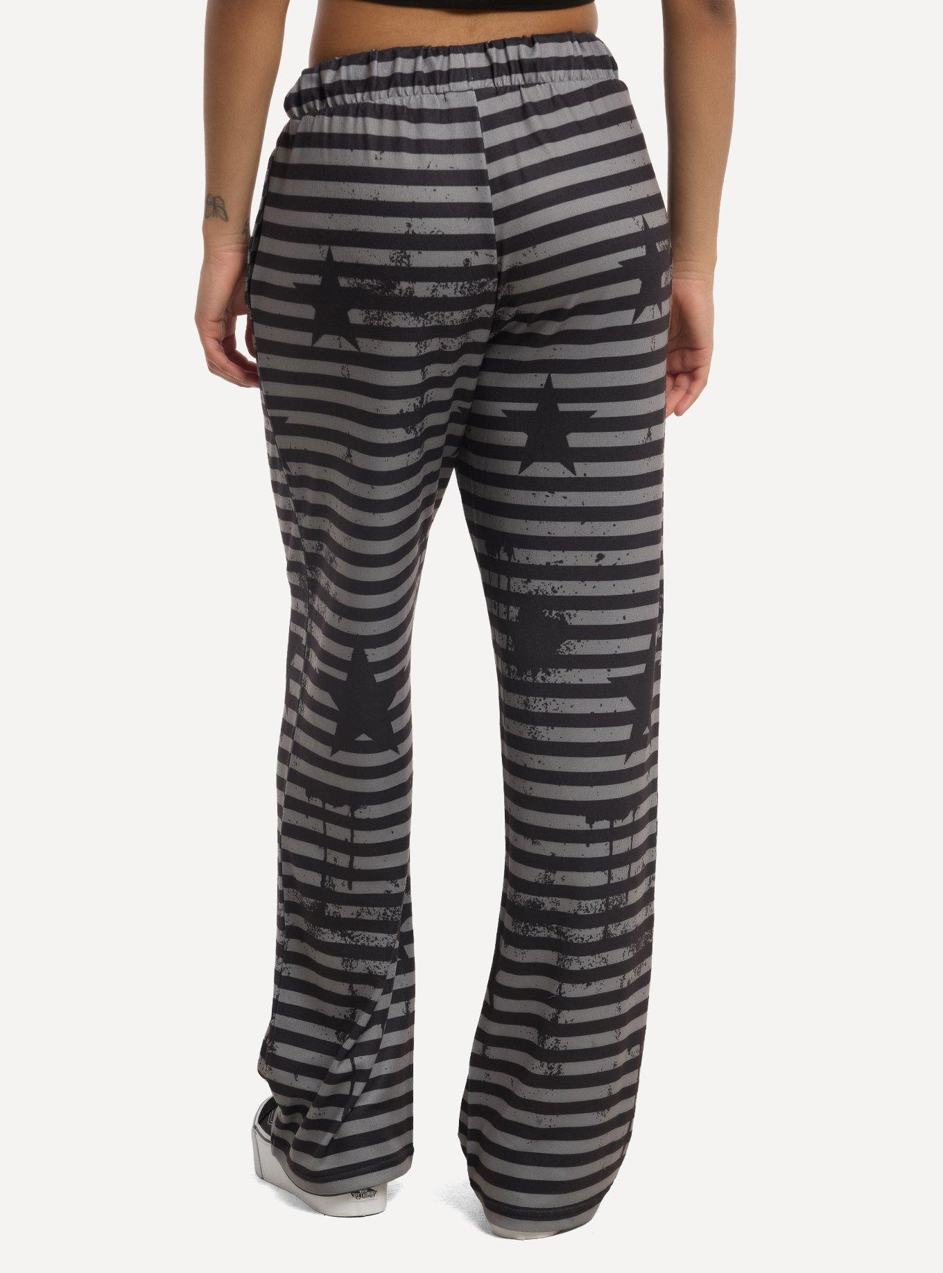 Black & Grey Stripe Grunge Star Sweatpants, , hi-res