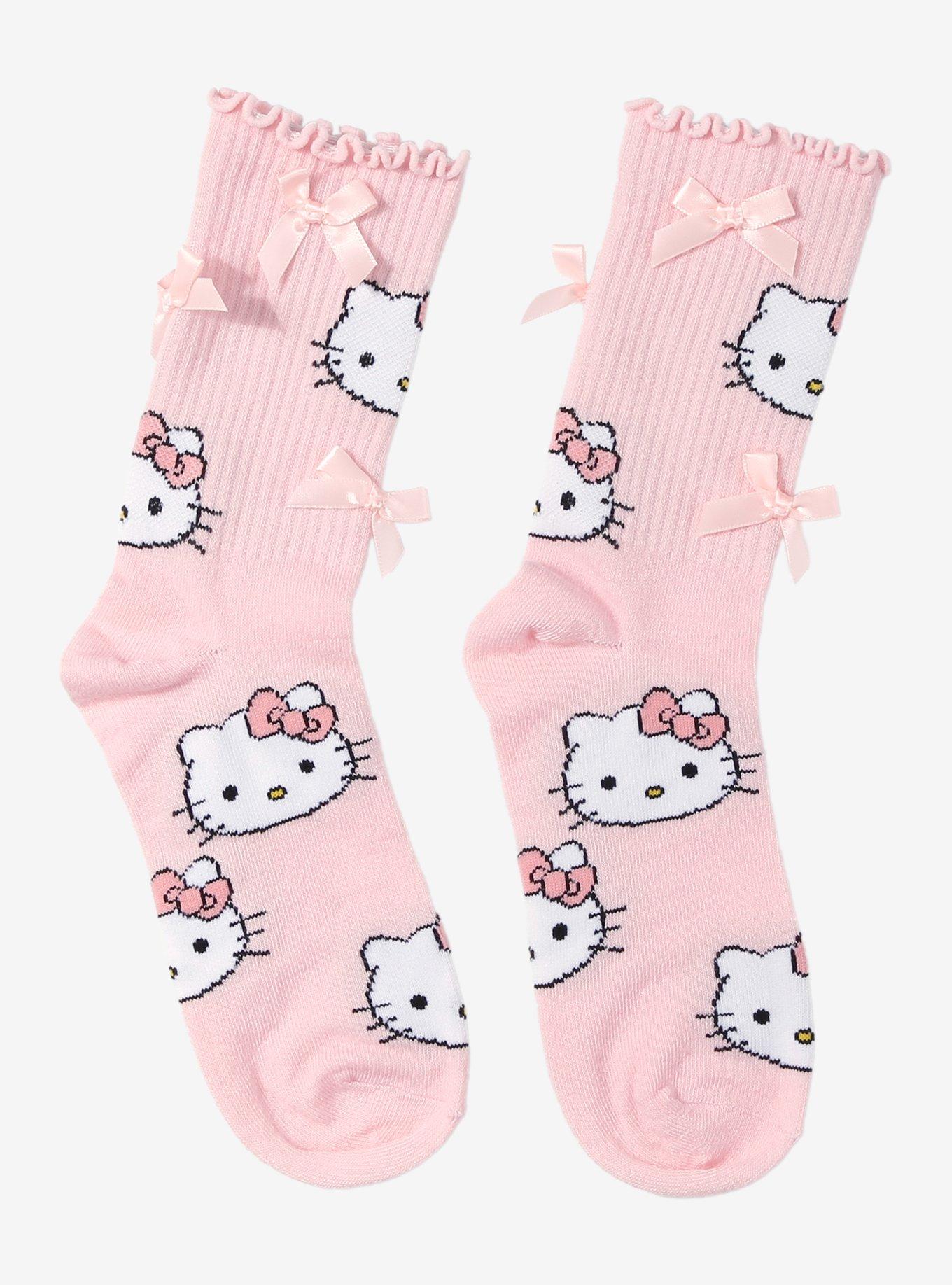 Hello Kitty Face Bow Crew Socks, , hi-res