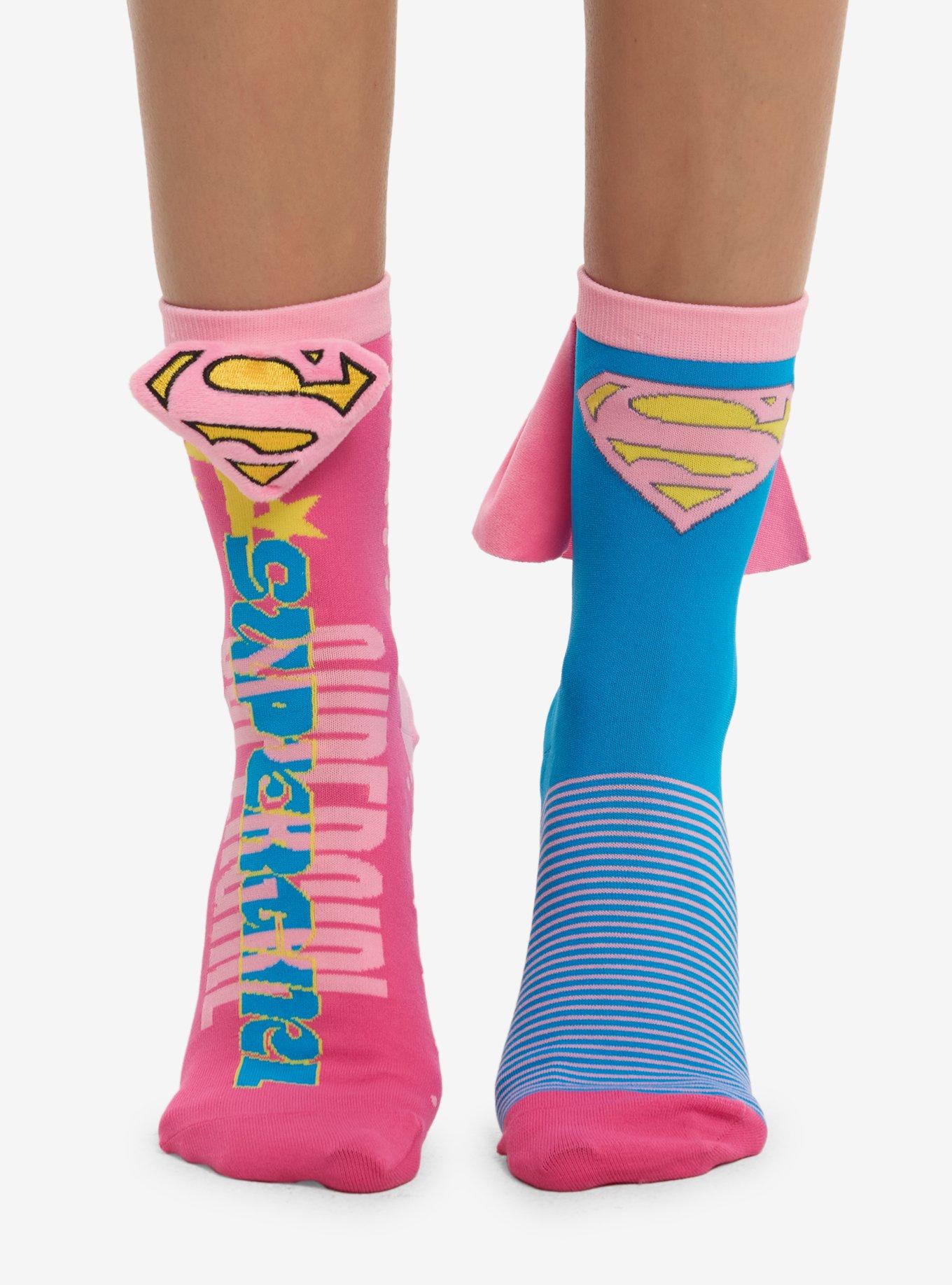 DC Comics Supergirl Cap Crew Socks, , hi-res