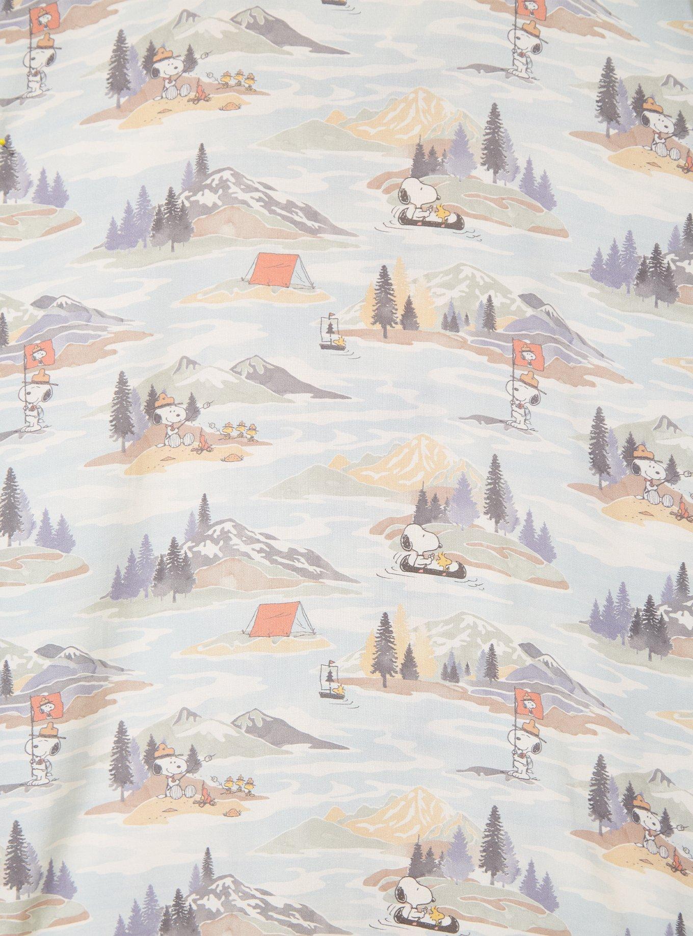 Peanuts Snoopy Camping Scenes Allover Print Woven Button-Up - BoxLunch Exclusive, MULTI, alternate