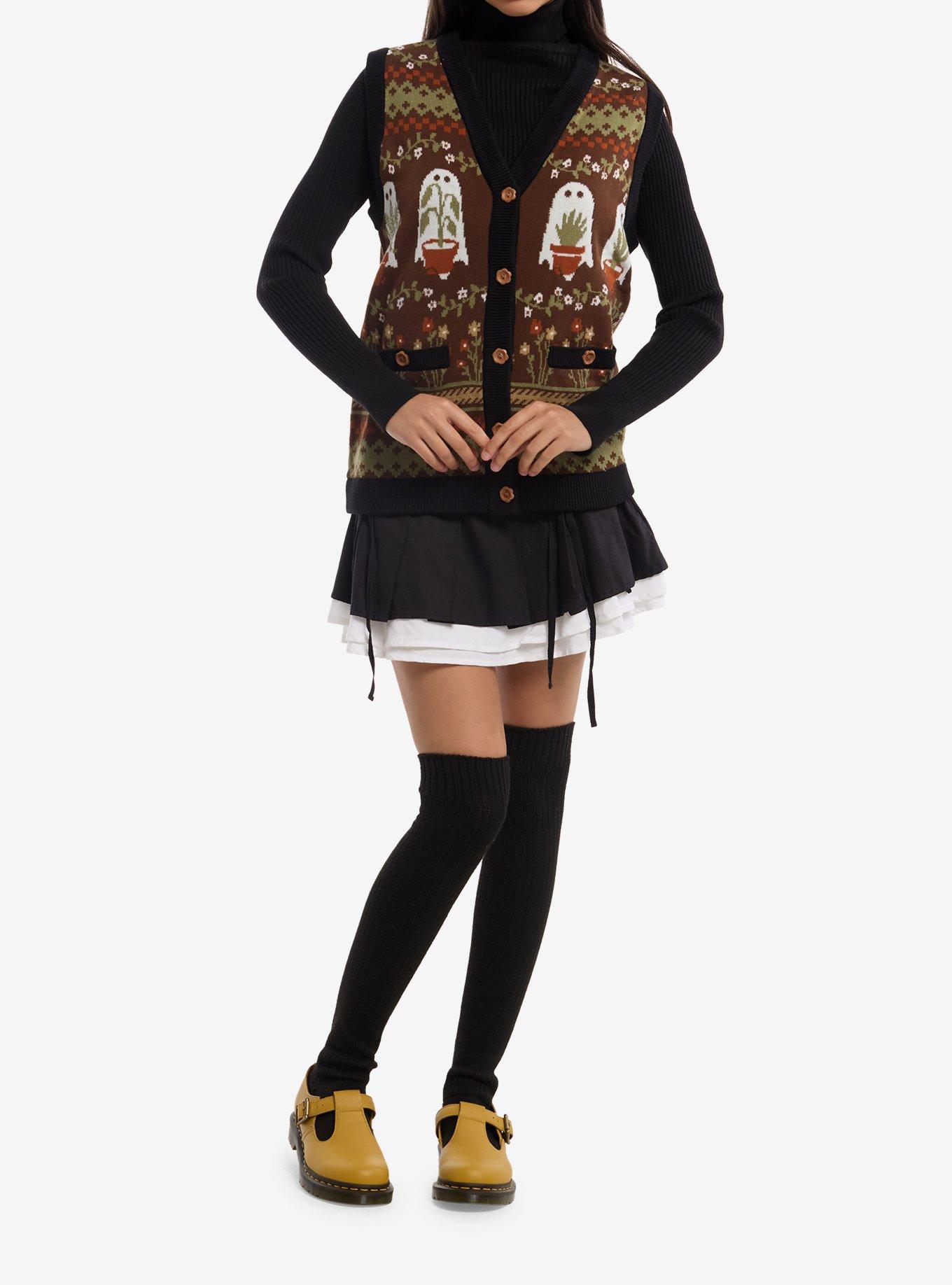 Thorn & Fable Ghost Plants Girls Sweater Vest, , hi-res
