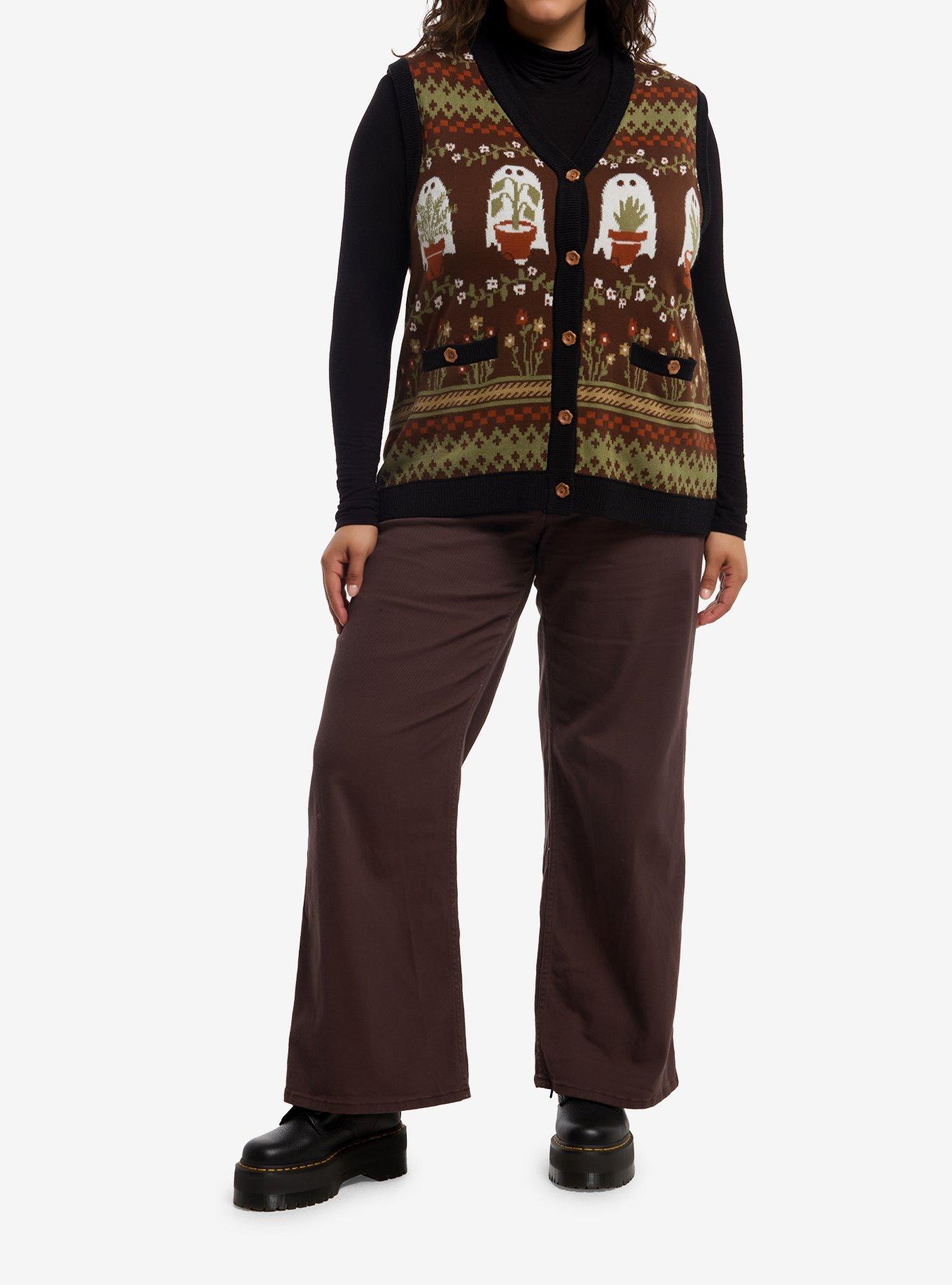 Thorn & Fable Ghost Plants Girls Sweater Vest Plus Size, , hi-res