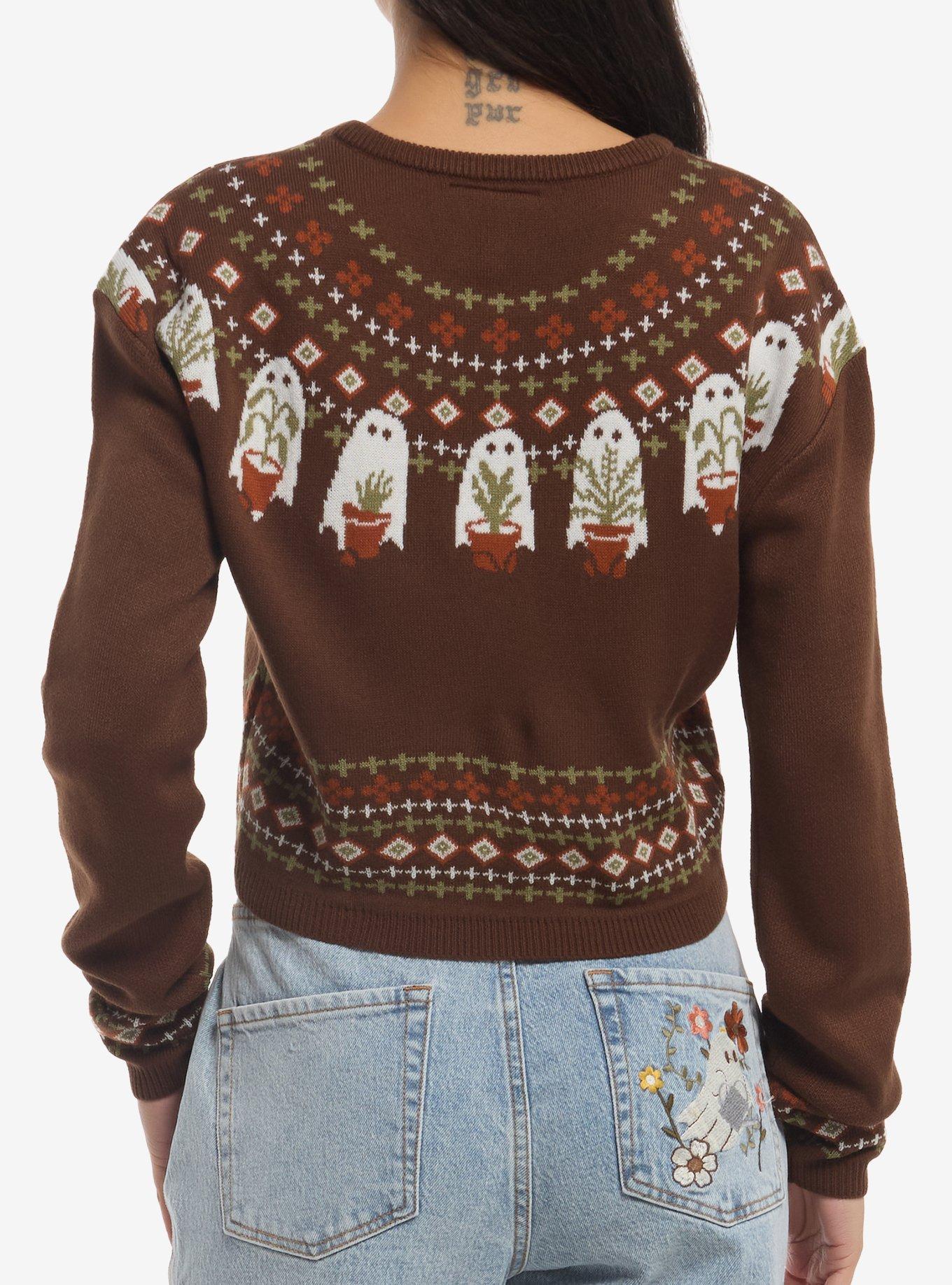 Thorn & Fable Ghost Plant Girls Crop Sweater, MULTI, alternate