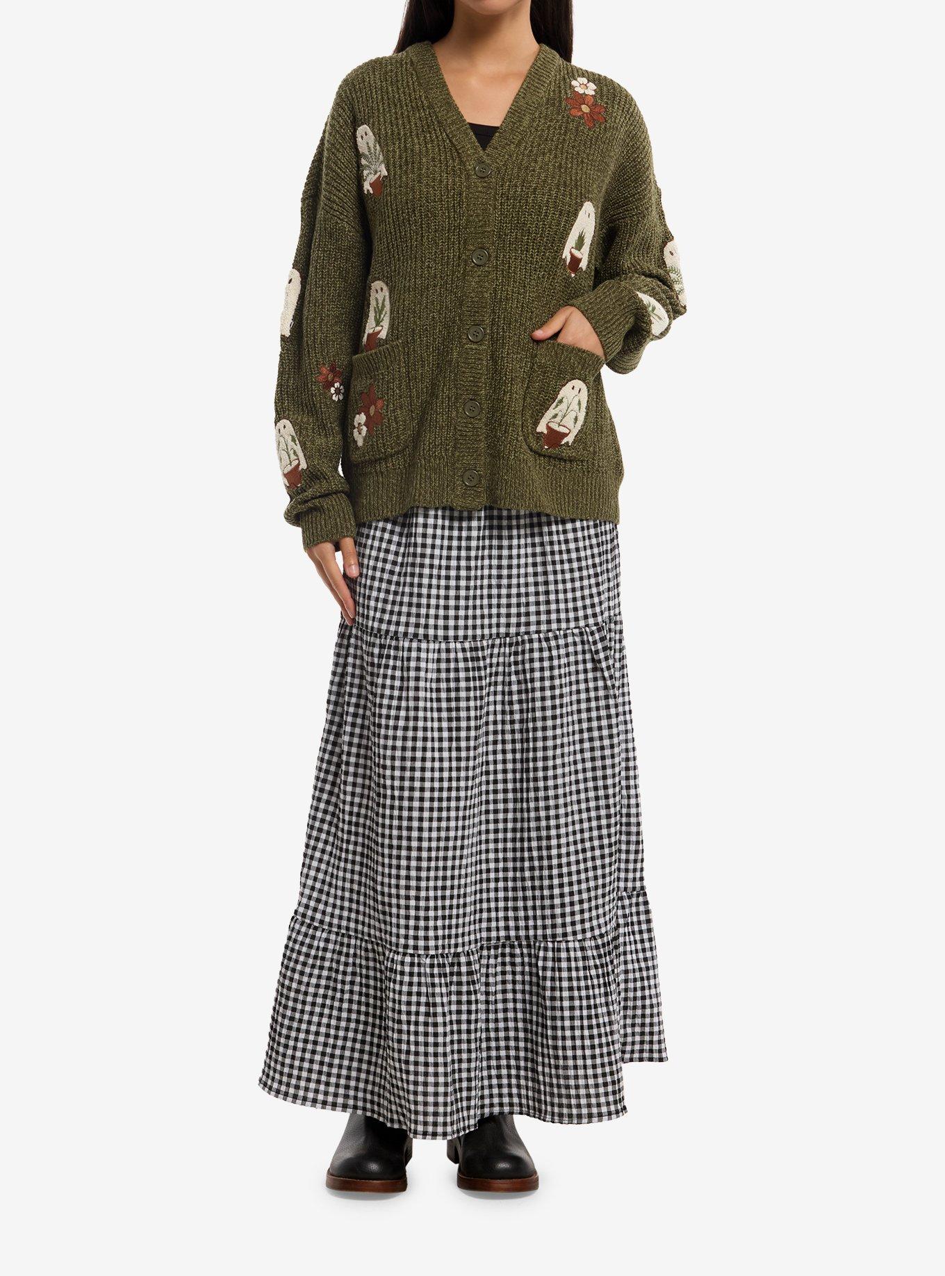 Thorn & Fable Ghost Plants Girls Oversized Cardigan, , hi-res