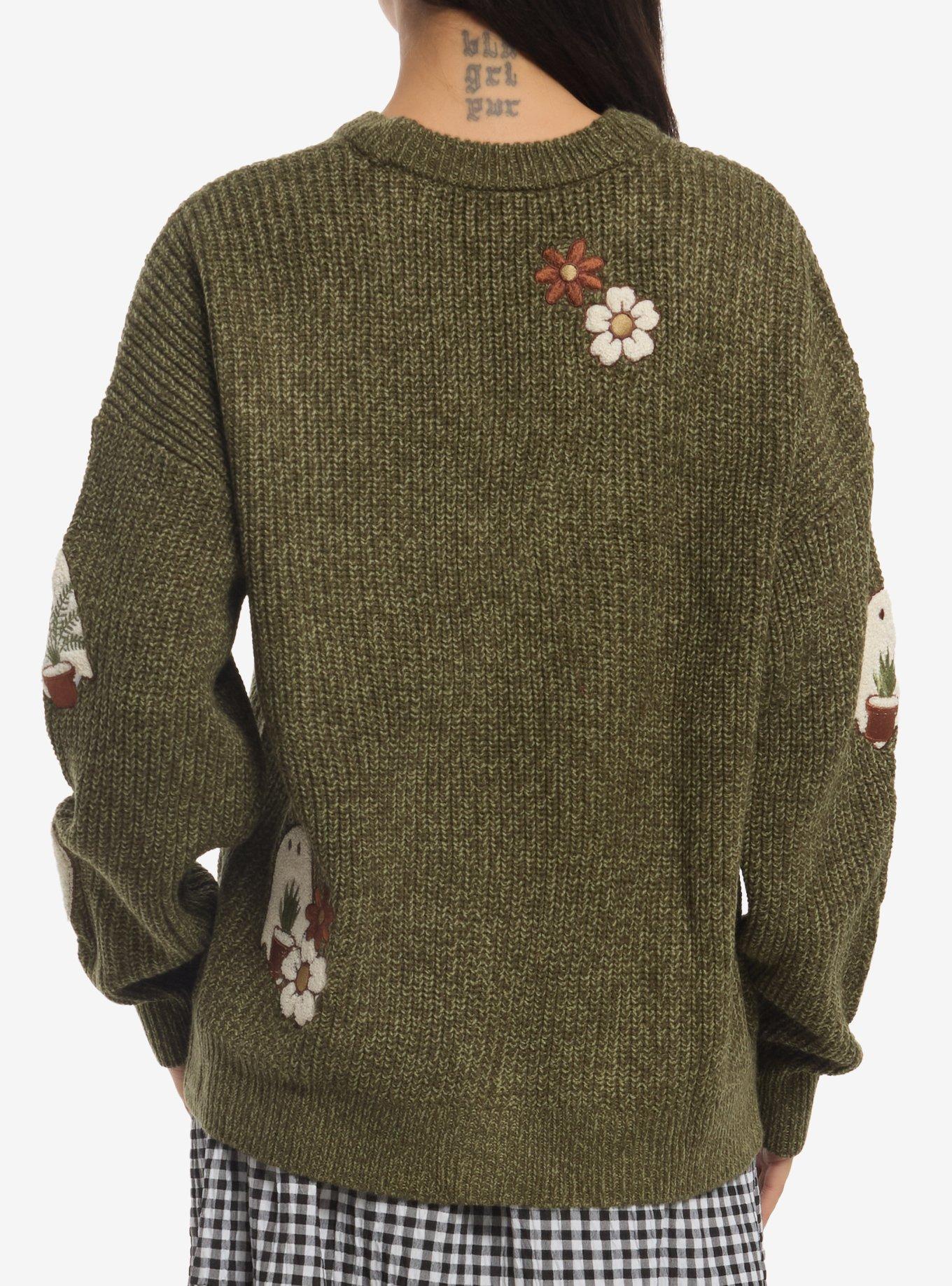 Thorn & Fable Ghost Plants Girls Oversized Cardigan, MULTI, alternate