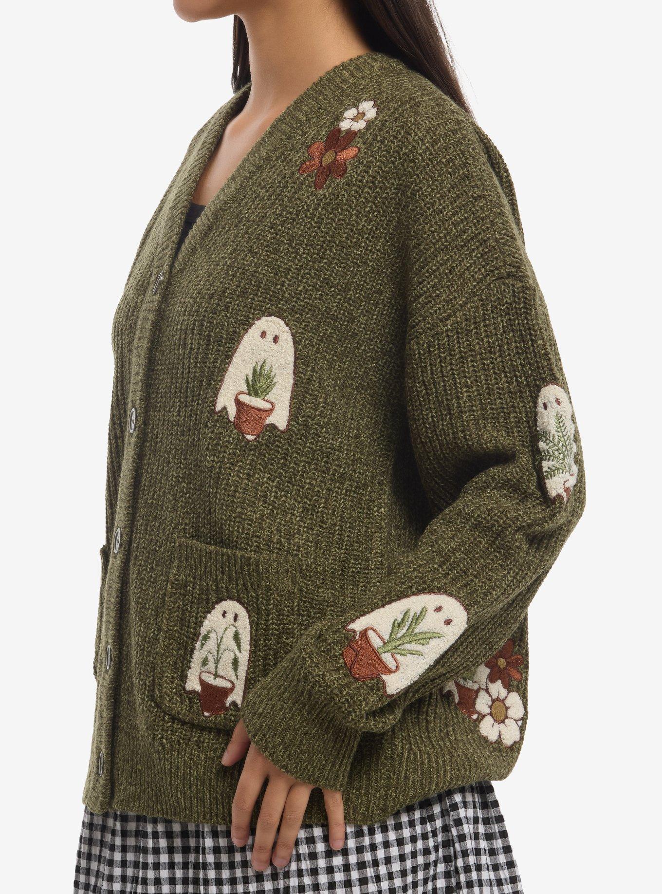 Thorn & Fable Ghost Plants Girls Oversized Cardigan, MULTI, alternate