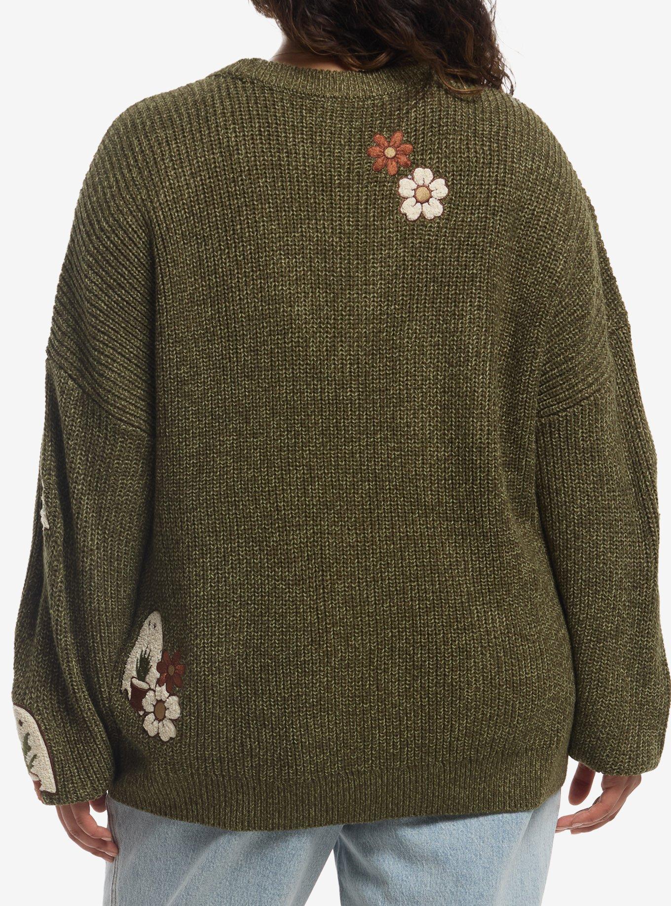 Thorn & Fable Ghost Plants Girls Oversized Cardigan Plus Size, MULTI, alternate