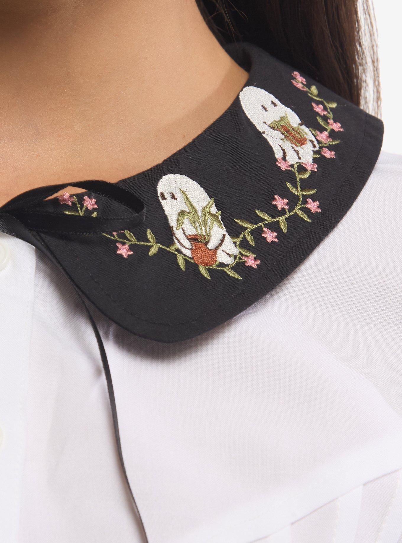 Thorn & Fable Ghost Plant Collar Girls Woven Button-Up, MULTI, alternate