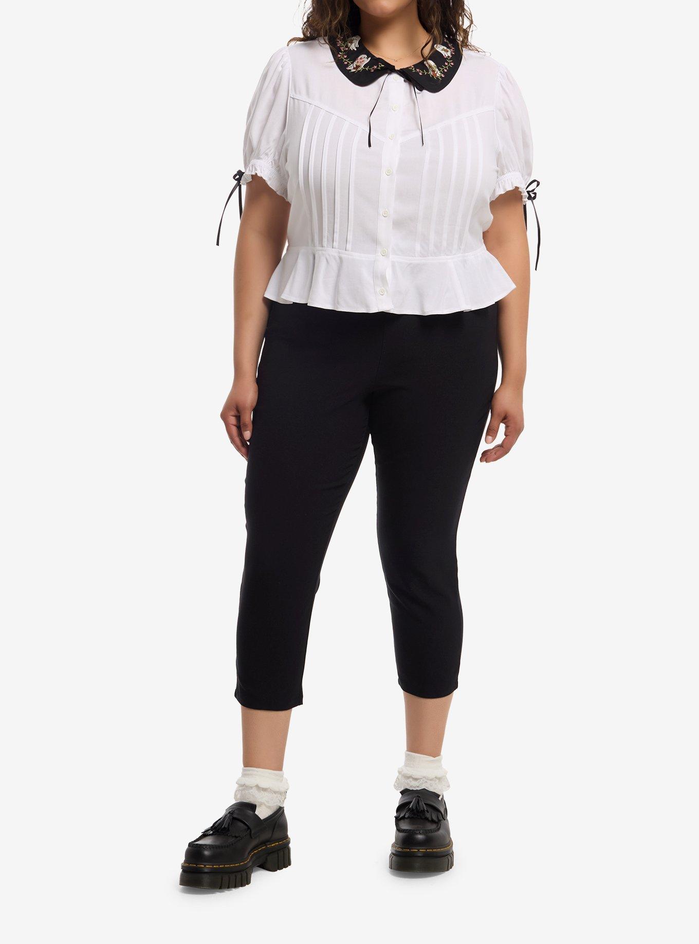 Thorn & Fable Ghost Plant Collar Girls Woven Button-Up Plus Size, , hi-res