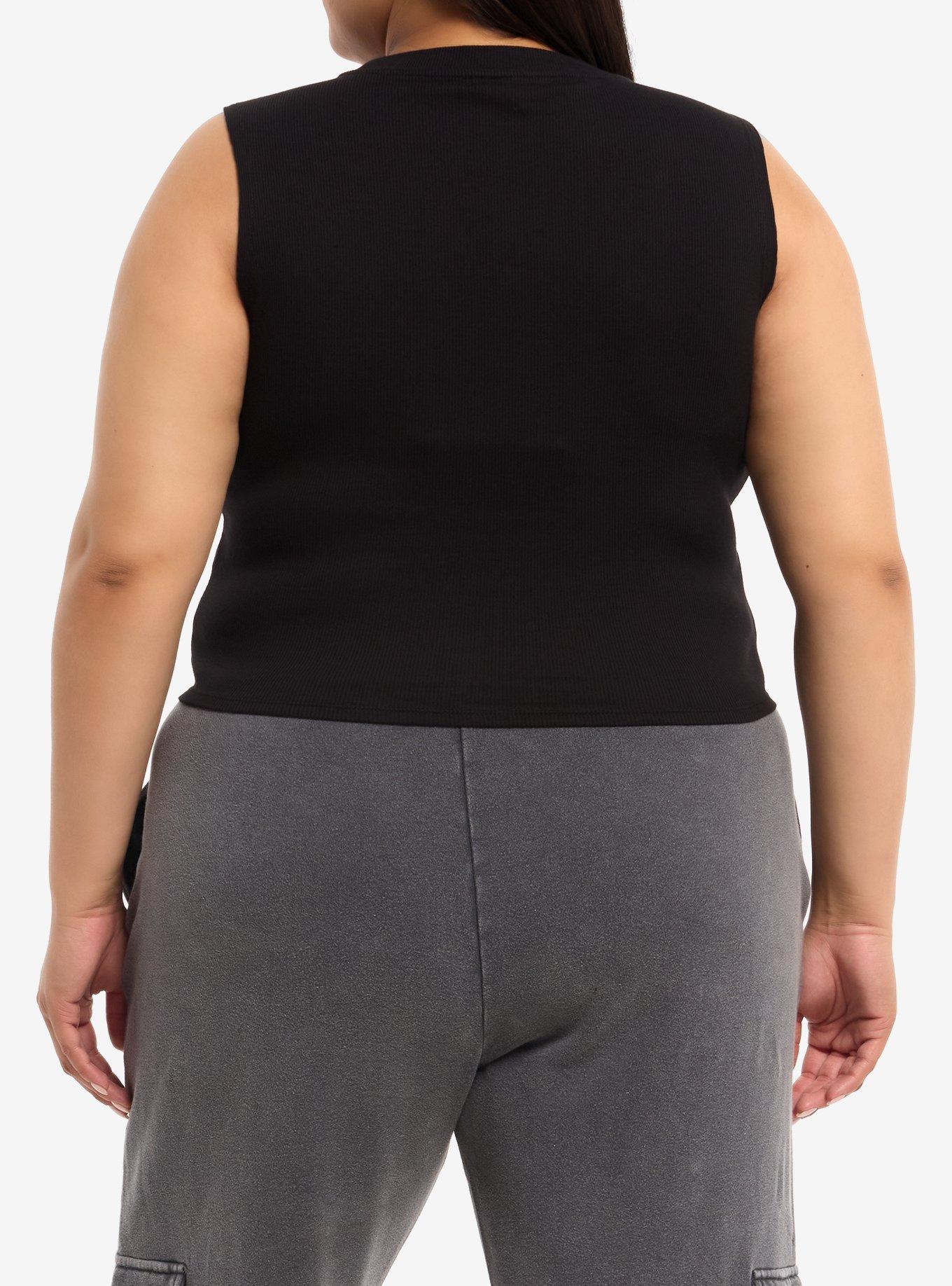 Social Collision Black Stud Hardware Girls Tank Top Plus Size, MULTI, alternate
