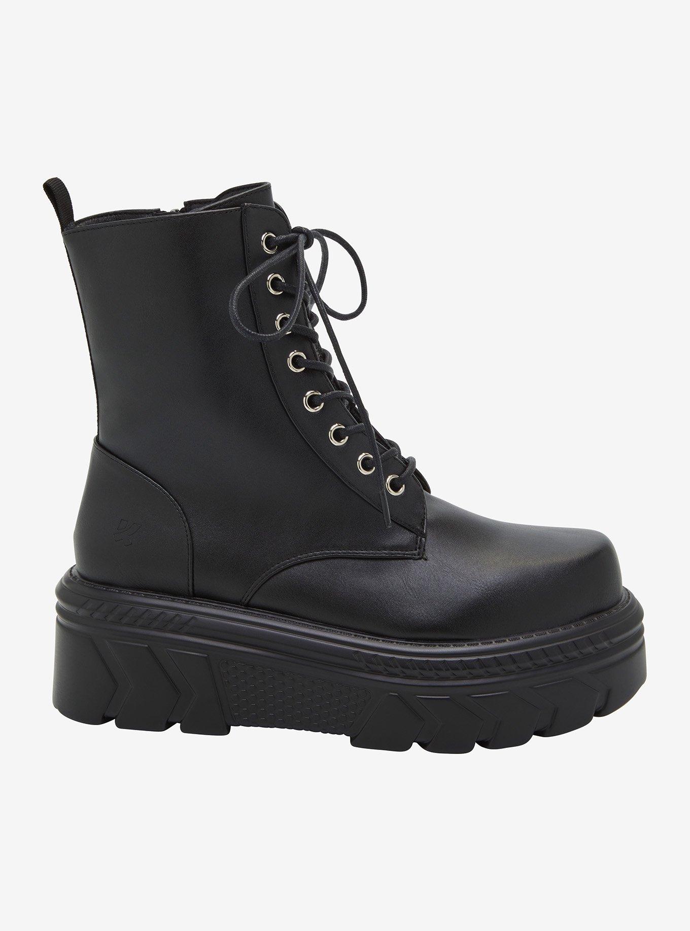 Koi Black Stomper Platform Combat Boots, , hi-res