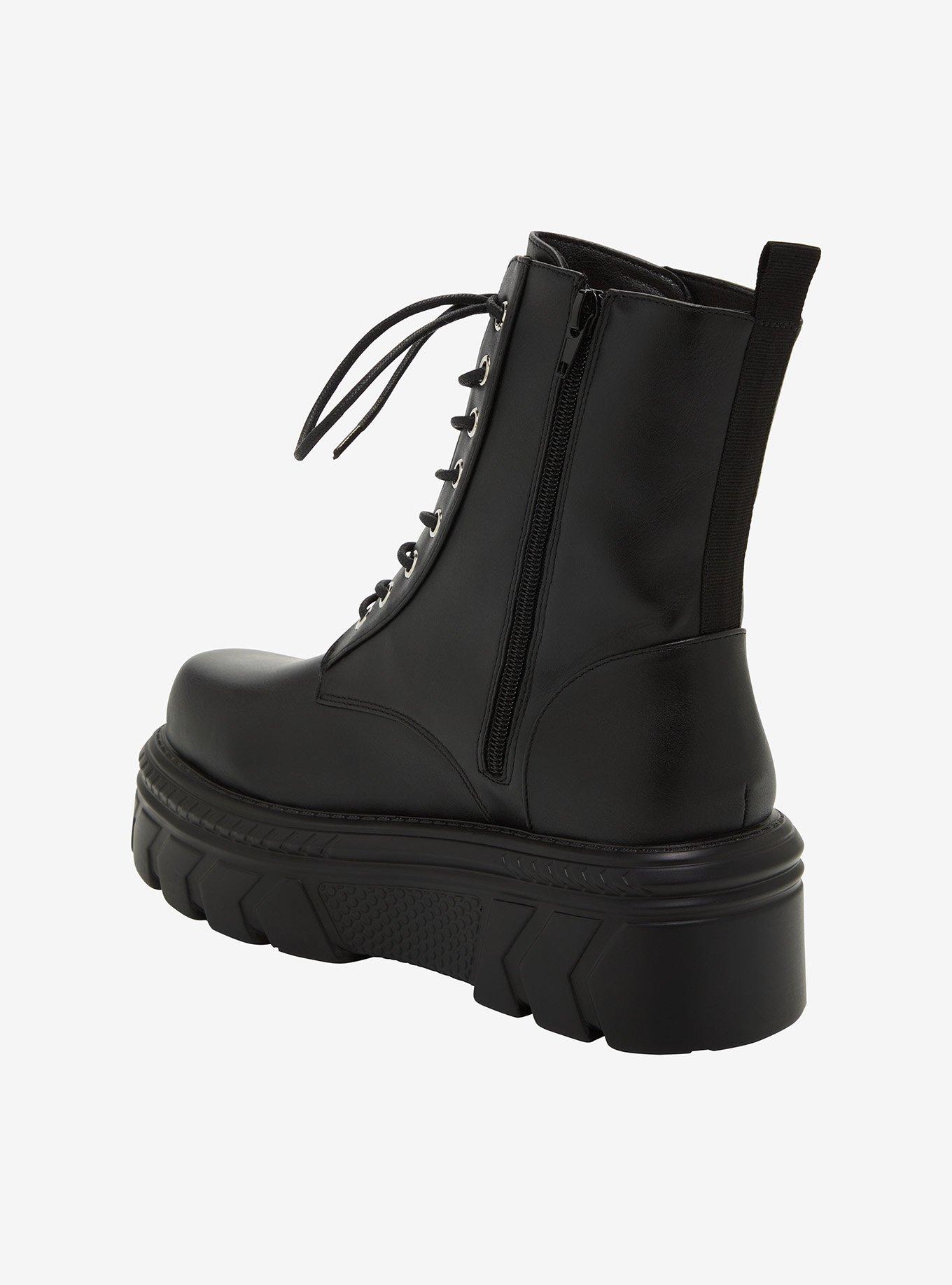 Koi Black Stomper Platform Combat Boots, BLACK, alternate